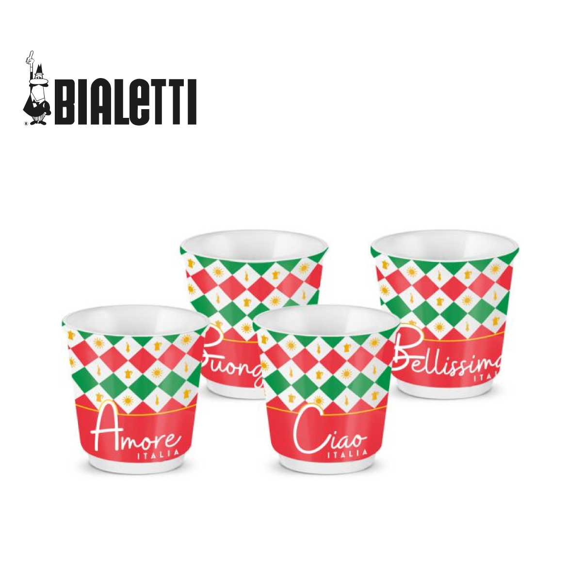 意大利 BIALETTI TRICOLOR三色旗系列 4件 ESPRESSO咖啡杯 -TRICOL02