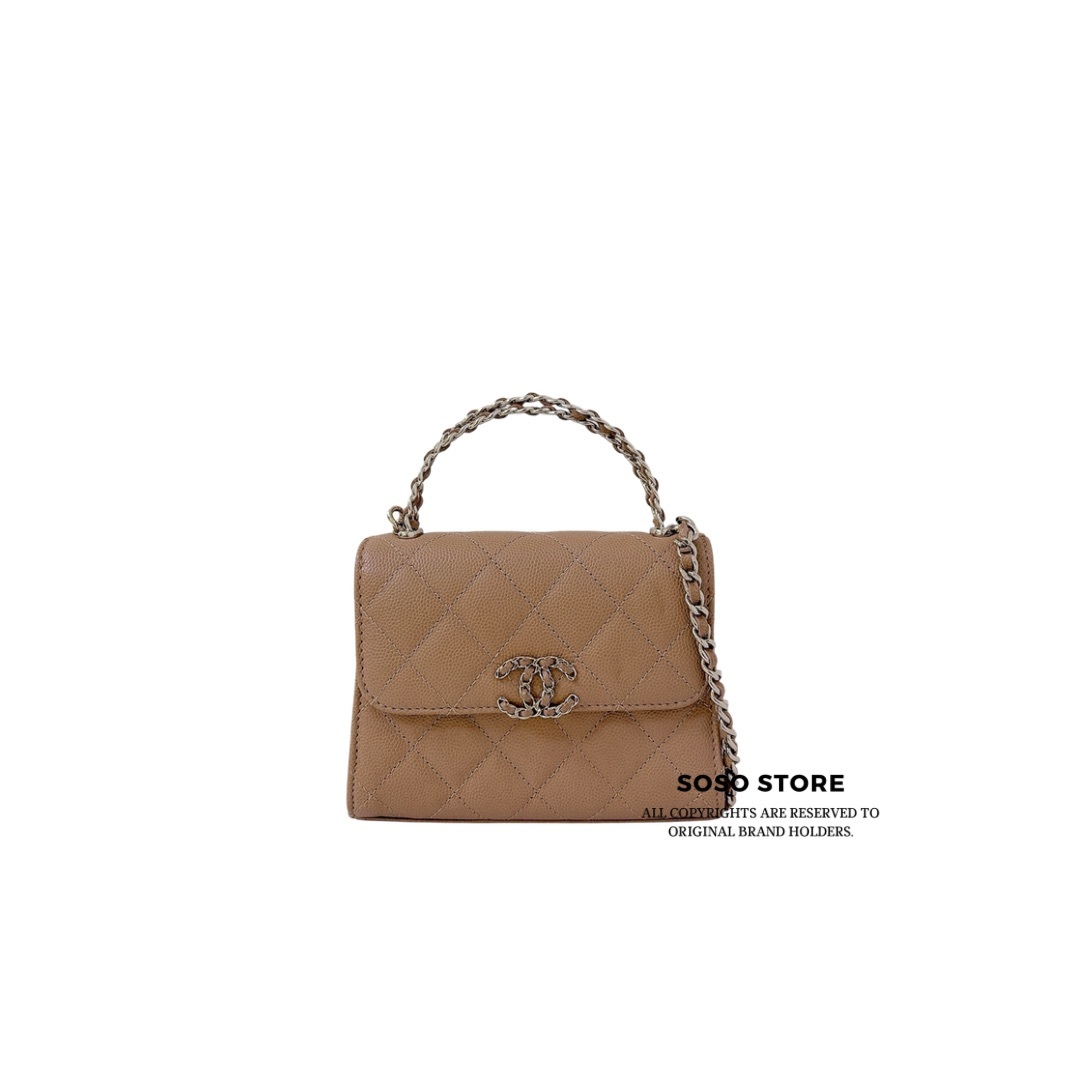 Chanel 23P Top Handle Kelly Clutch with Chain - Caramel / GHW