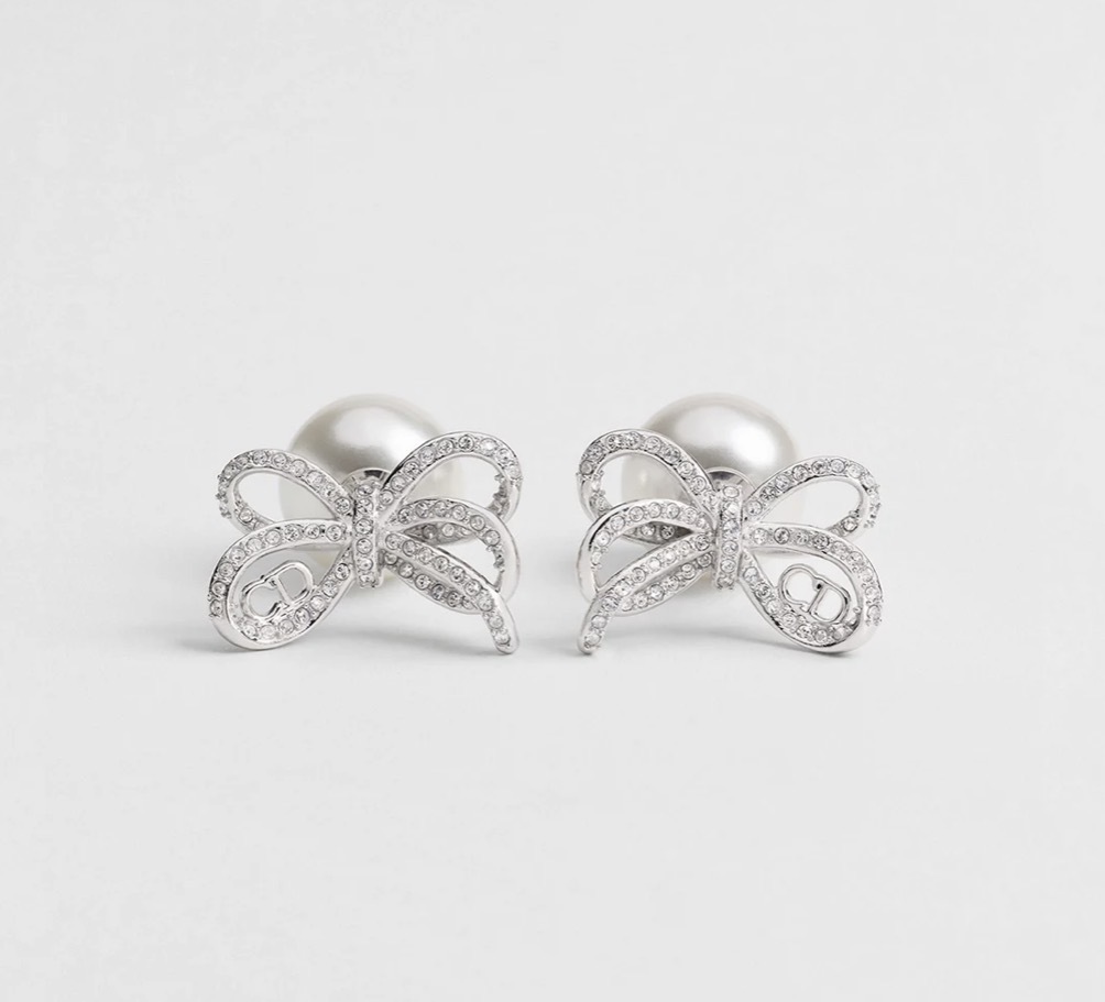 Dior Tribales Earrings 珍珠 蝴蝶結 雙珠耳環