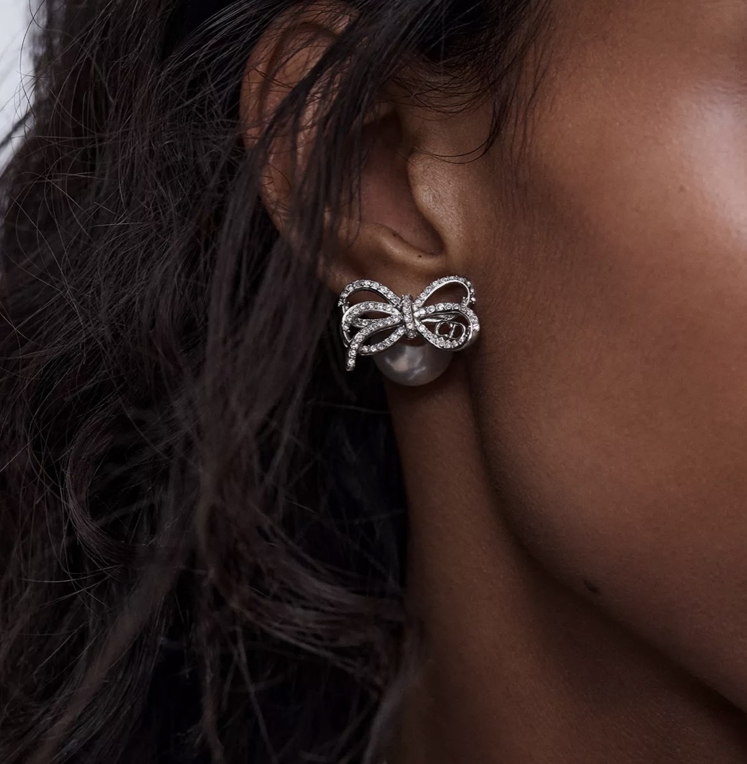 Dior Tribales Earrings 珍珠 蝴蝶結 雙珠耳環