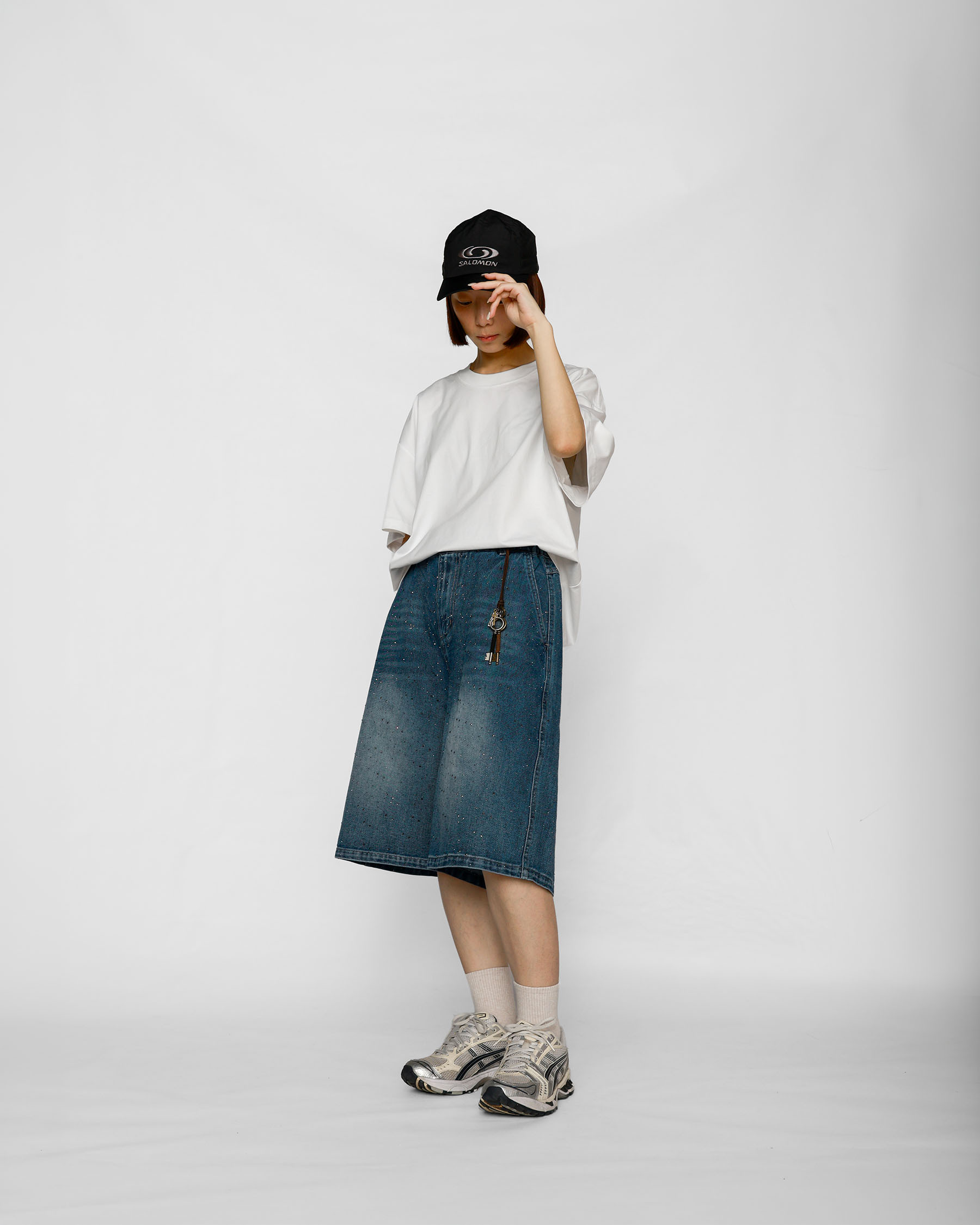 黑鑽寬短牛仔褲 Black Strass Denim SS-025