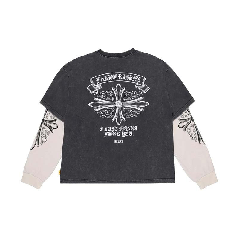 #FR2 Thermal Layered Long-sleeve Tee 十字架 假兩件 長袖 黑色 FRC4758-BK [台灣現貨]