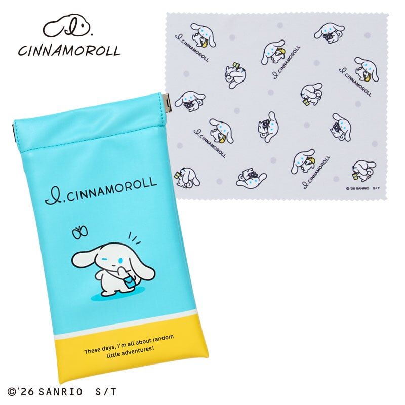 日本 Sanrio I.Cinnamoroll 玉桂狗 郊遊系列 眼鏡收納袋連眼鏡布