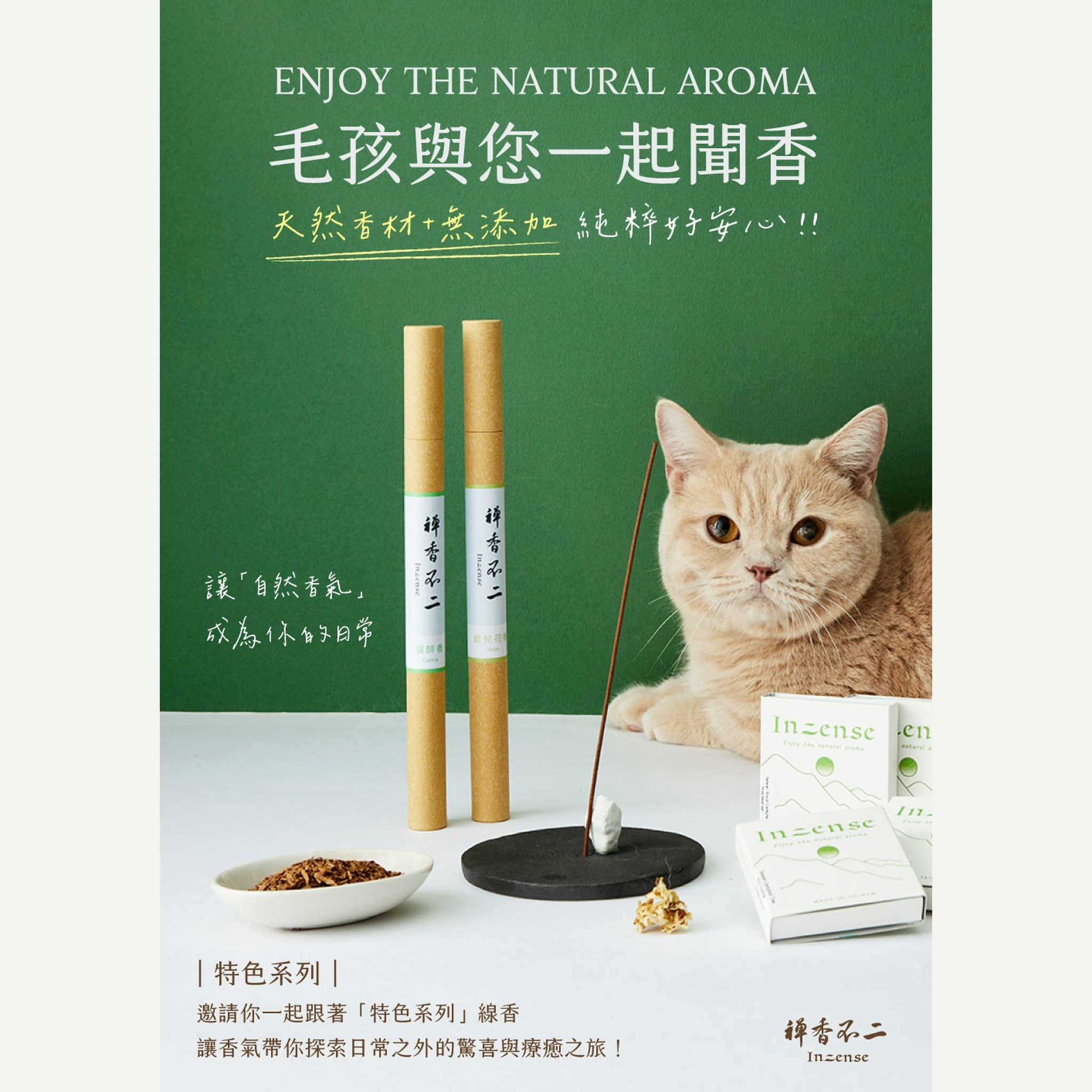 【禪香不二】貓醉香 長線香｜貓薄荷×木天蓼｜天然植物香材・居家香氛｜10g 台灣製造