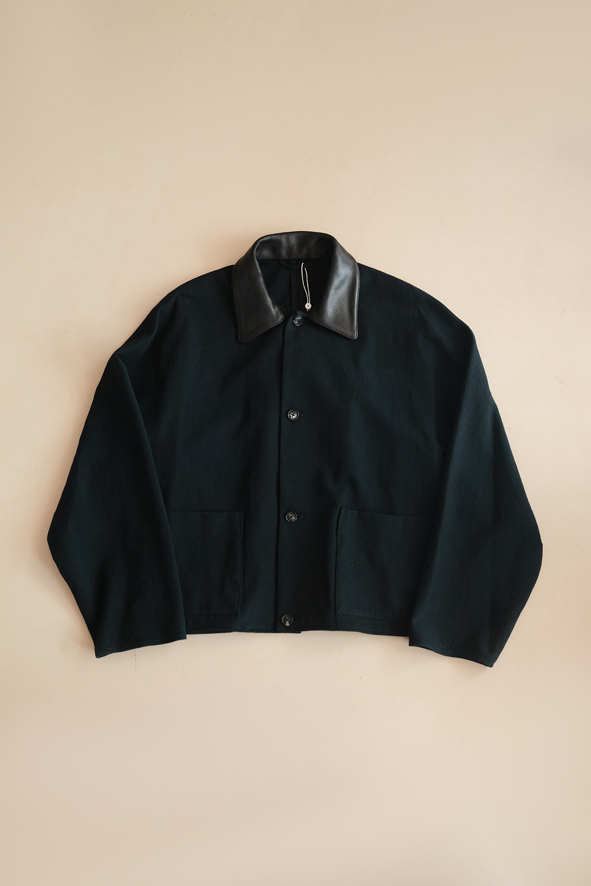 BLURHMS DENIM-LEATHER SHORT JACKET