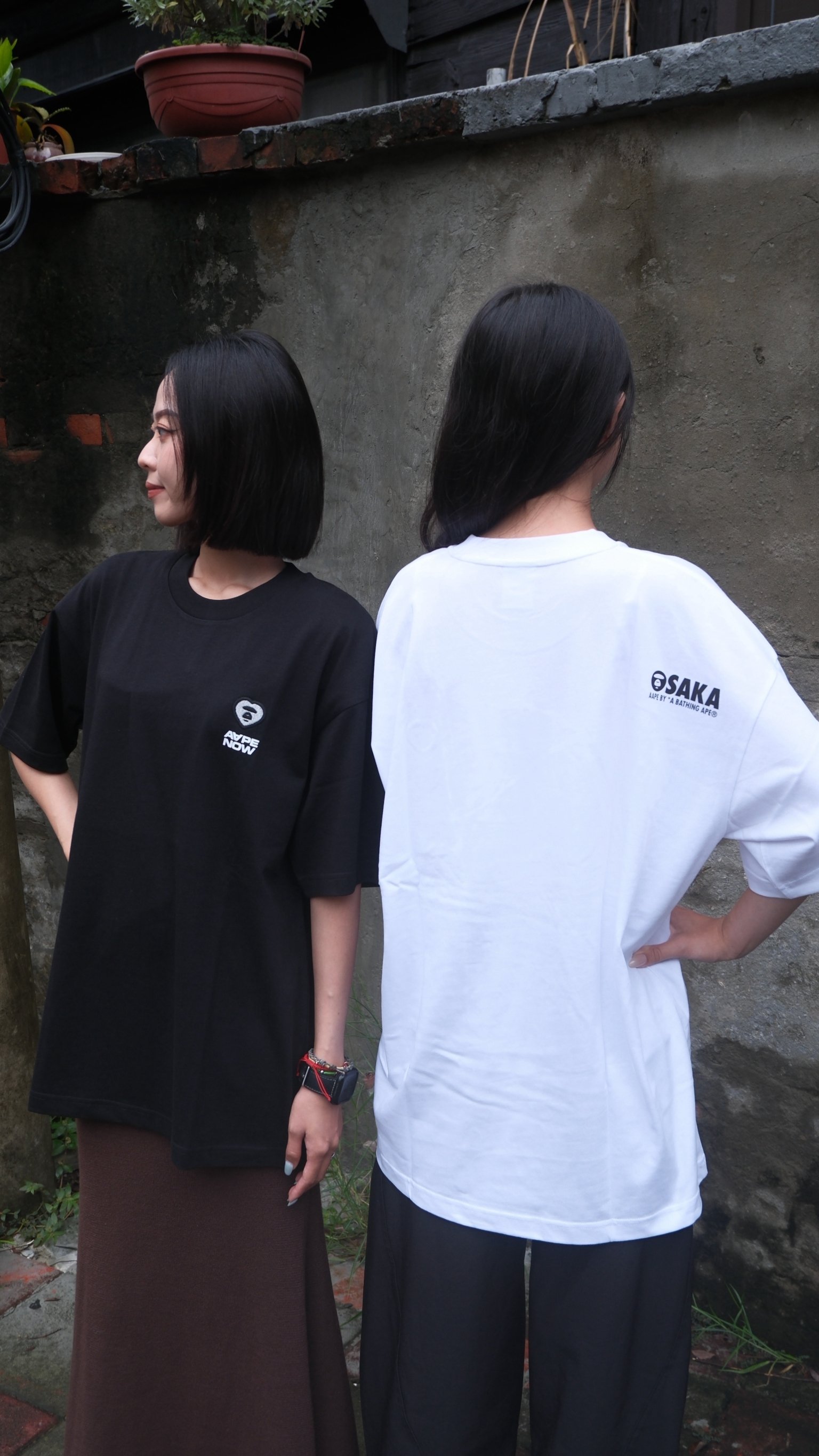 AAPE 大阪 心齋橋 限定 愛心 黑銀 / 白銀 短Tee AAPTEM10016XQ 10016
