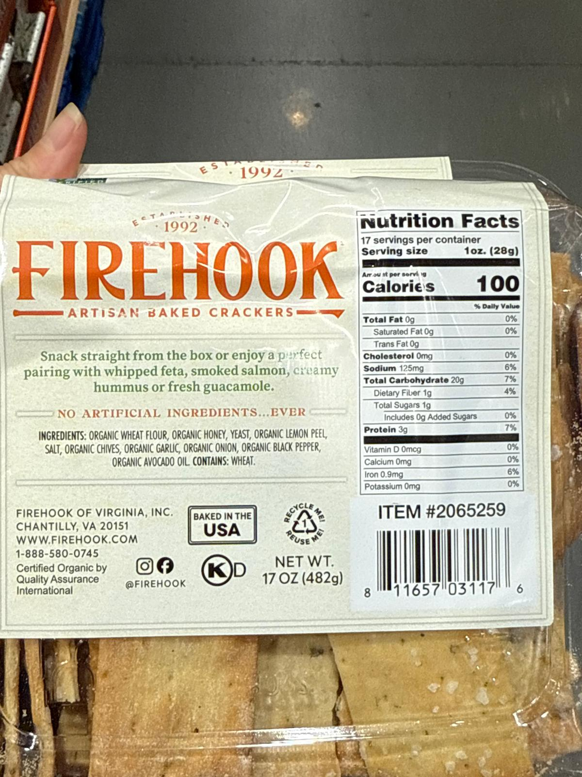 DS072 Firehook 有機海鹽細香蔥手工烘焙餅乾 482g exp: 2027.05