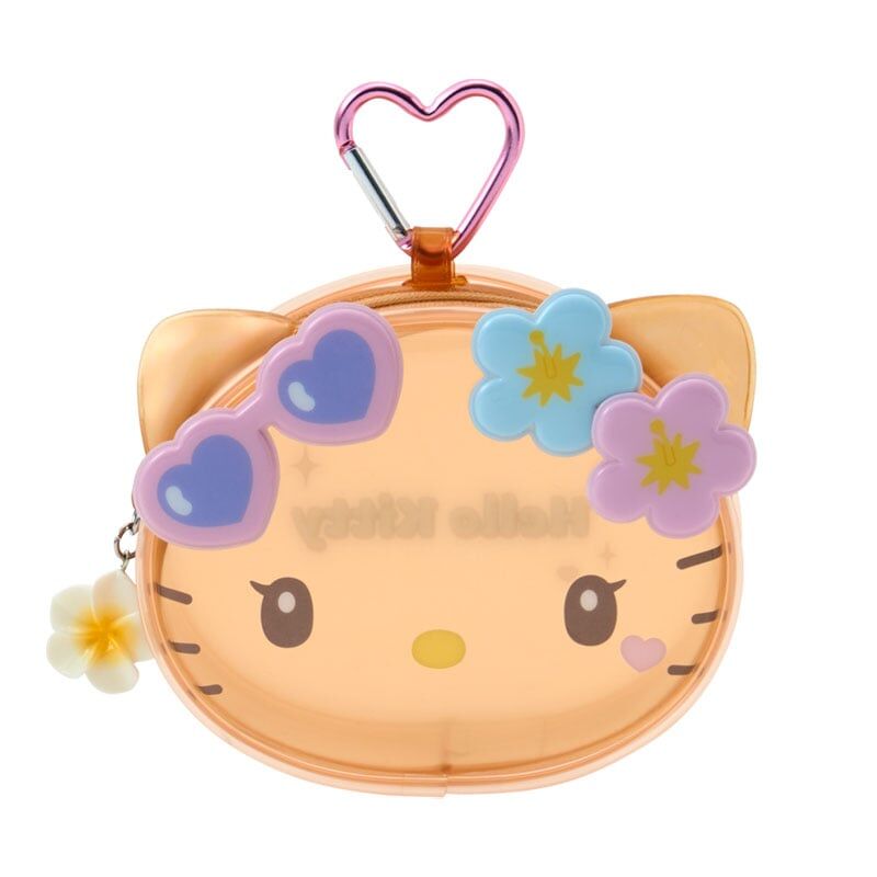 日本 Sanrio 陽光夏日系列 頭形拉鏈袋連心形扣 sparkling summer pool party