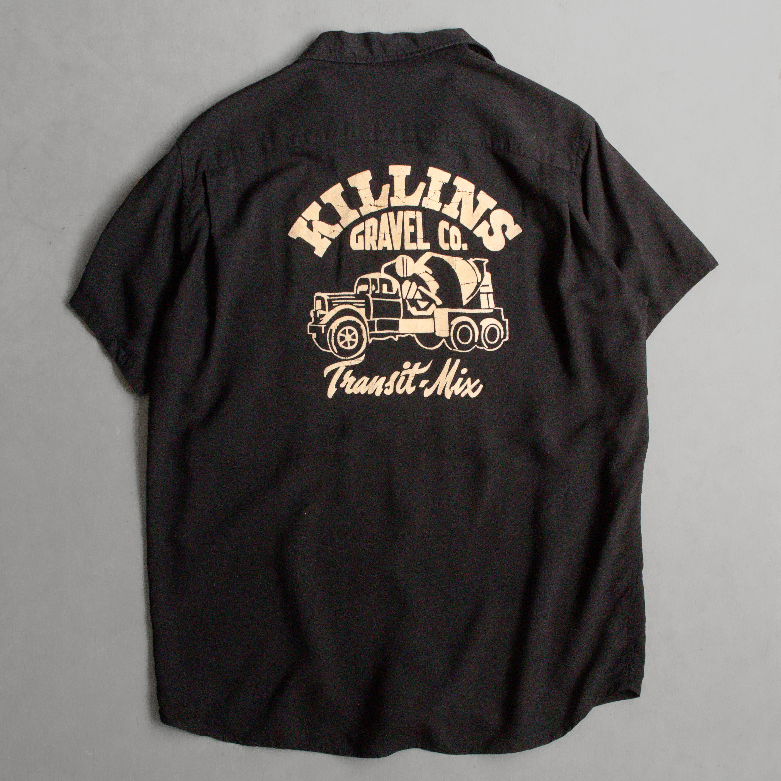 50S HILTON RAYON BOWLING SHIRT 美國製 黑色 植絨 短袖 保齡球 襯衫