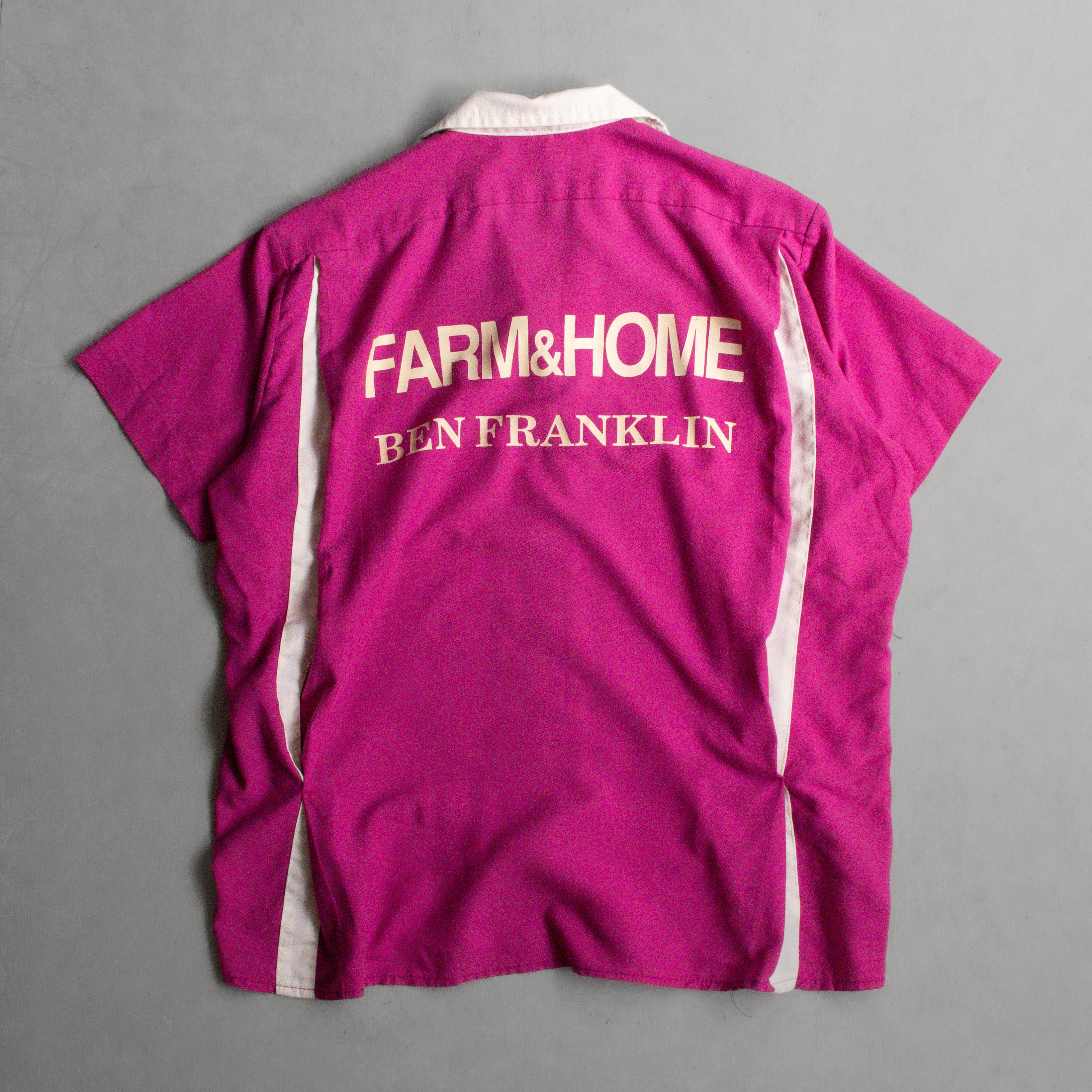 70S KING LOUIE RAYON BOWLING SHIRT 美國製 桃紅 嫘縈 短袖 保齡球襯衫