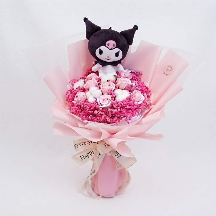 酷洛米（Kuromi）卡通玩偶香皂花棉花花束