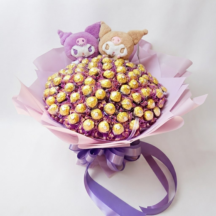 酷洛米（Kuromi）卡通玩偶100朵金莎花束