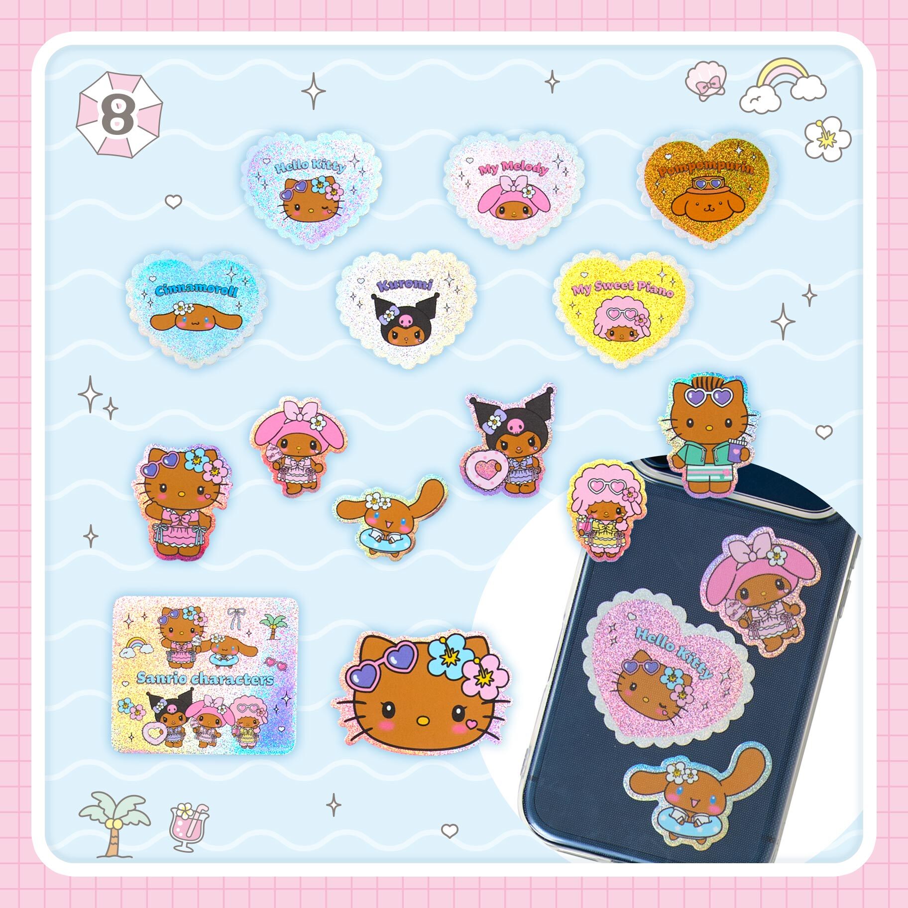 日本 Sanrio 陽光夏日系列 貼紙 sparkling summer pool party