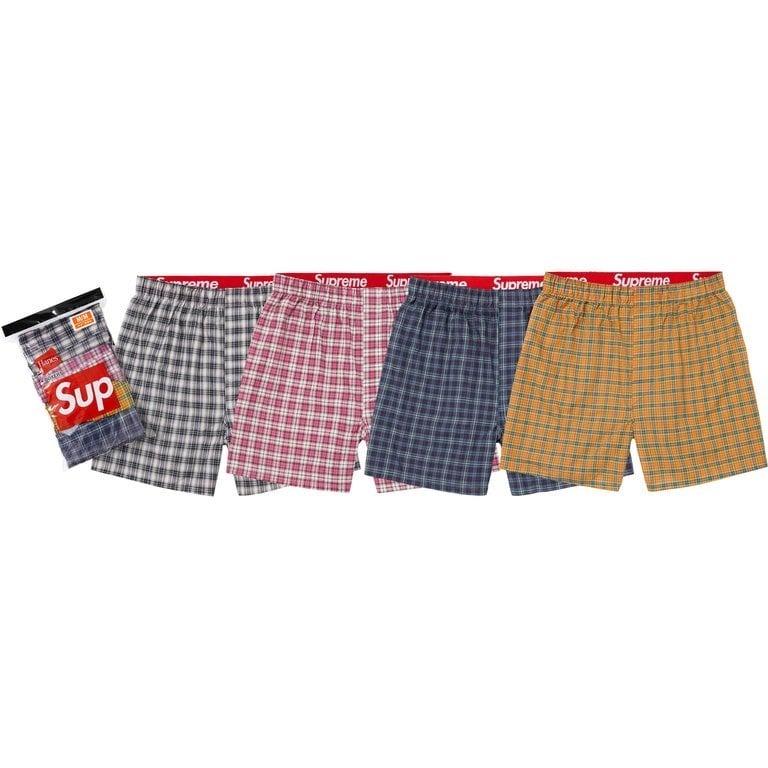 『即將到貨』2026AW Supreme Hanes Plaid Boxers (4 Pack) 一包四色 格紋 反摺 LOGO