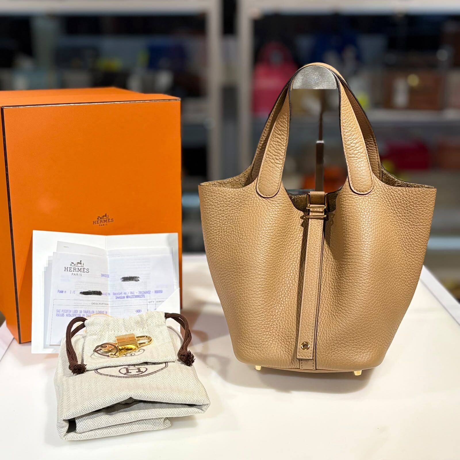 全新HERMES PICOTIN 18  OM CHAI GHW 奶茶色/金扣 TC皮 #P18 #BRAND NEW #香榭站正品