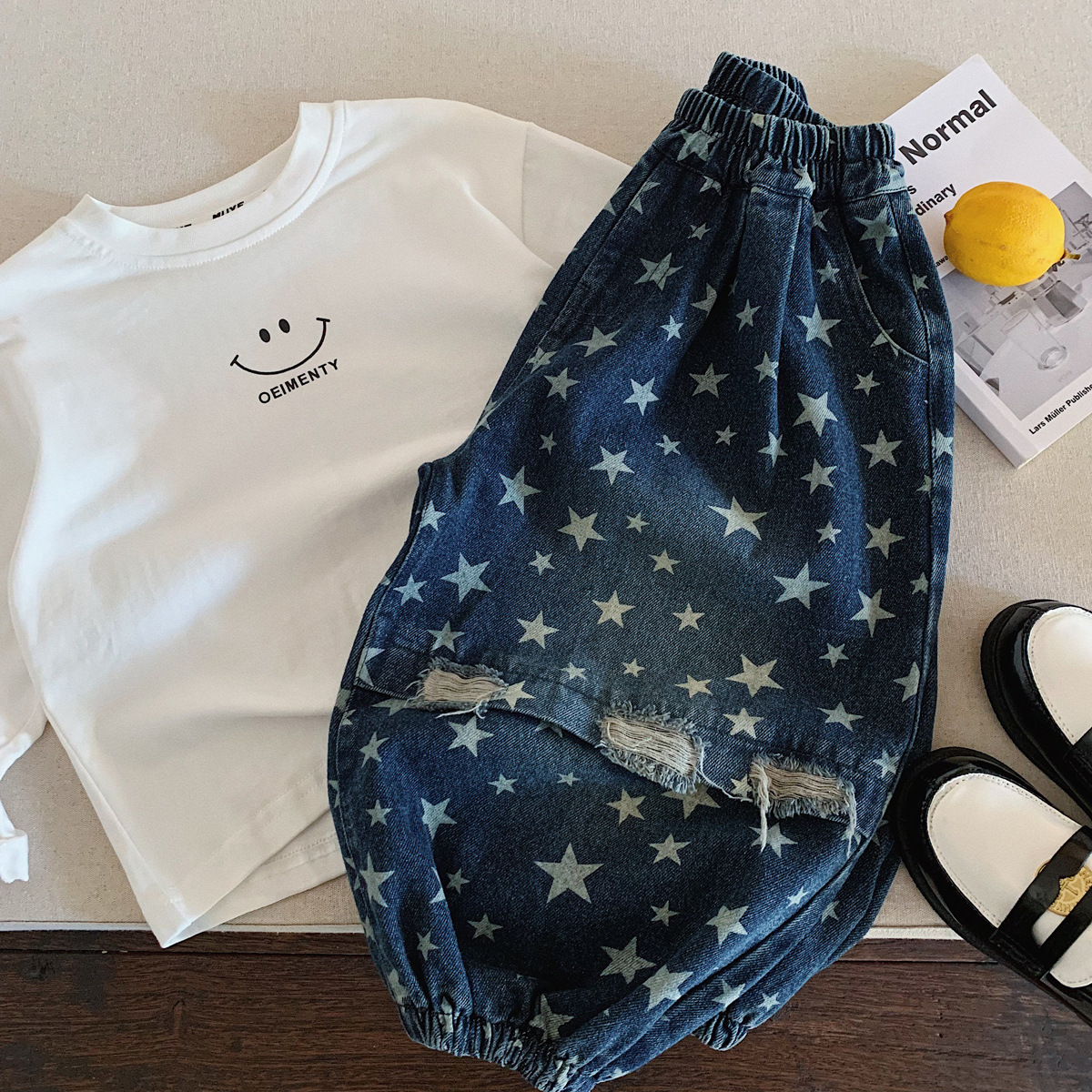 小抓破星星 春秋牛仔長褲