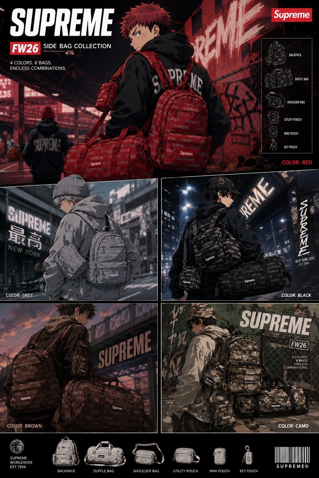 Supreme  26FW  包包 後背包 多功能包 旅行包 系列 5色