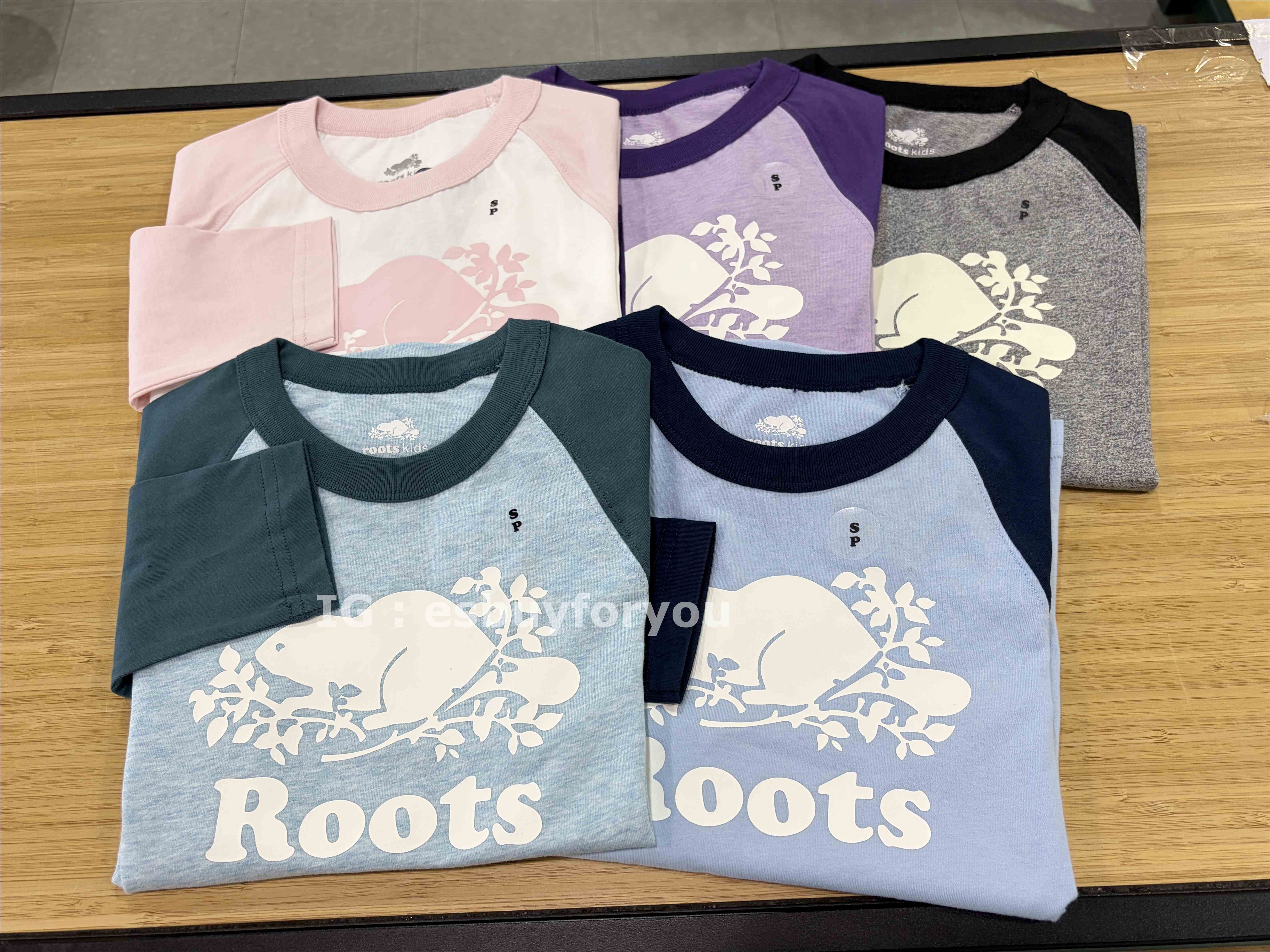 ROOTS 大童 經典款 海狸 棒球袖 長TEE (5色)