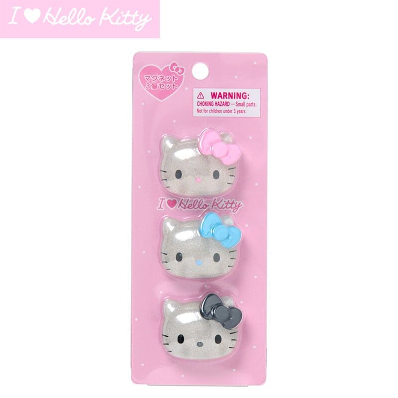 日本 Sanrio I Love Hello Kitty 文具系列 頭形磁貼3件套裝