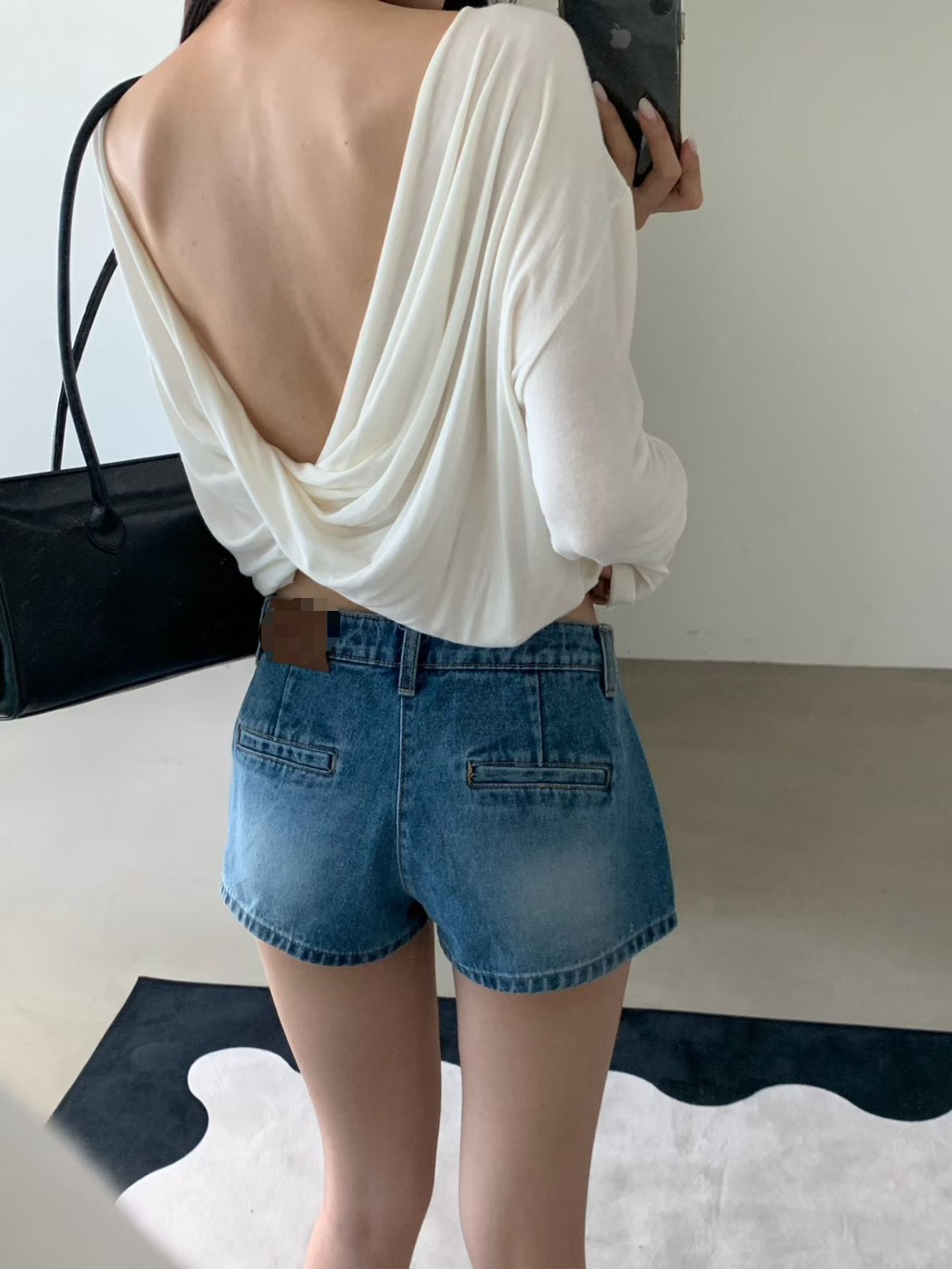 深V扭結美背長袖T
