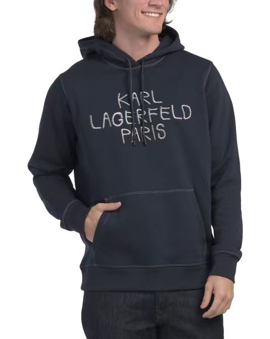 【預購】KARL LAGERFELD PARIS H082205 男裝連帽衛衣 (深藍色)