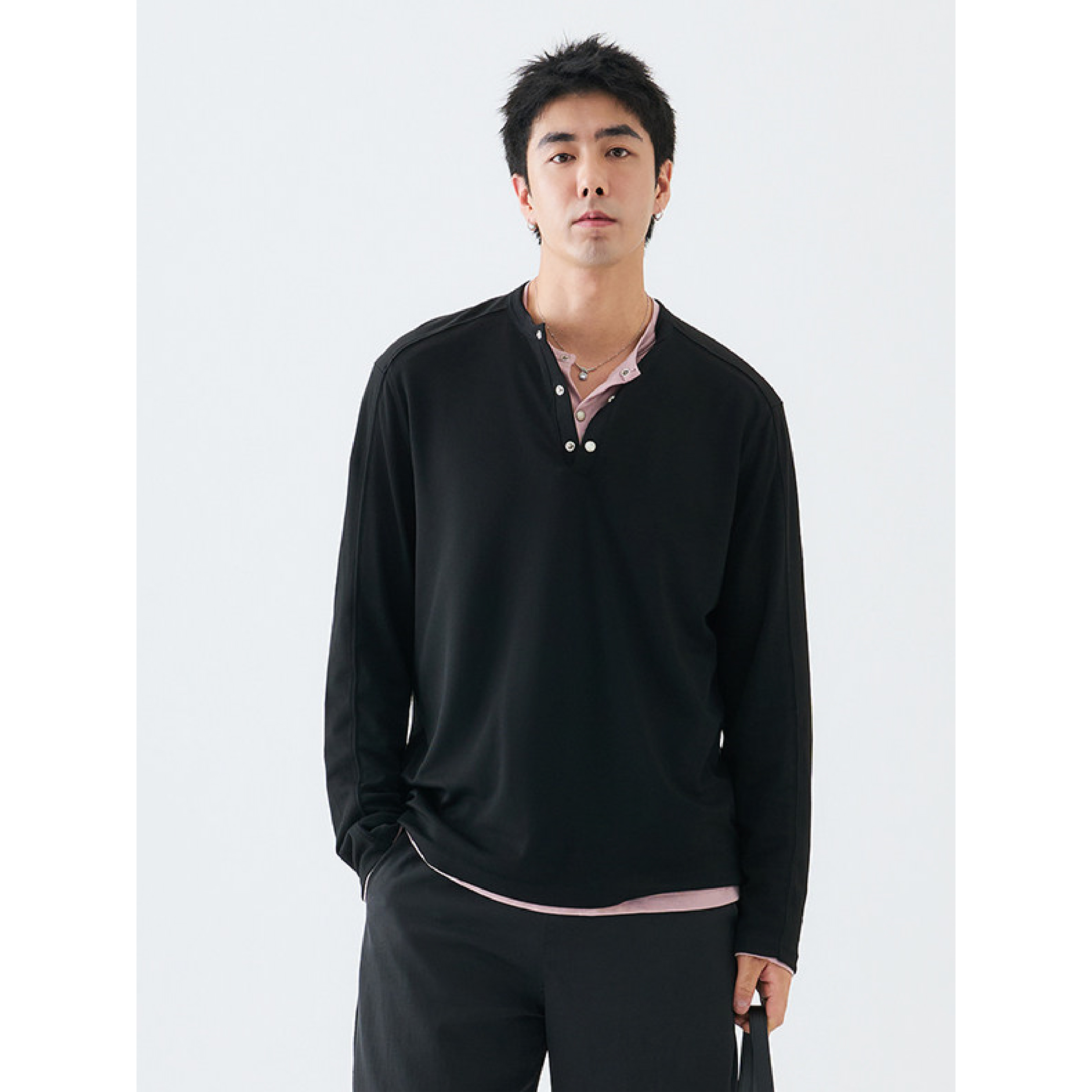 TANOXI TENCEL™ Henley LS Tee 天絲 亨利領長袖Tee [TNX-T471]