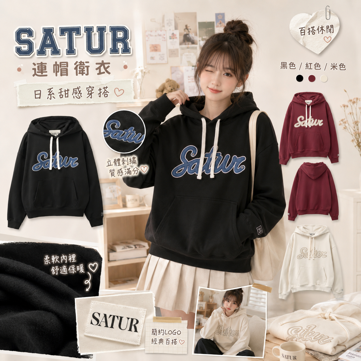 【預購】SATUR ZKR082107 連帽衛衣