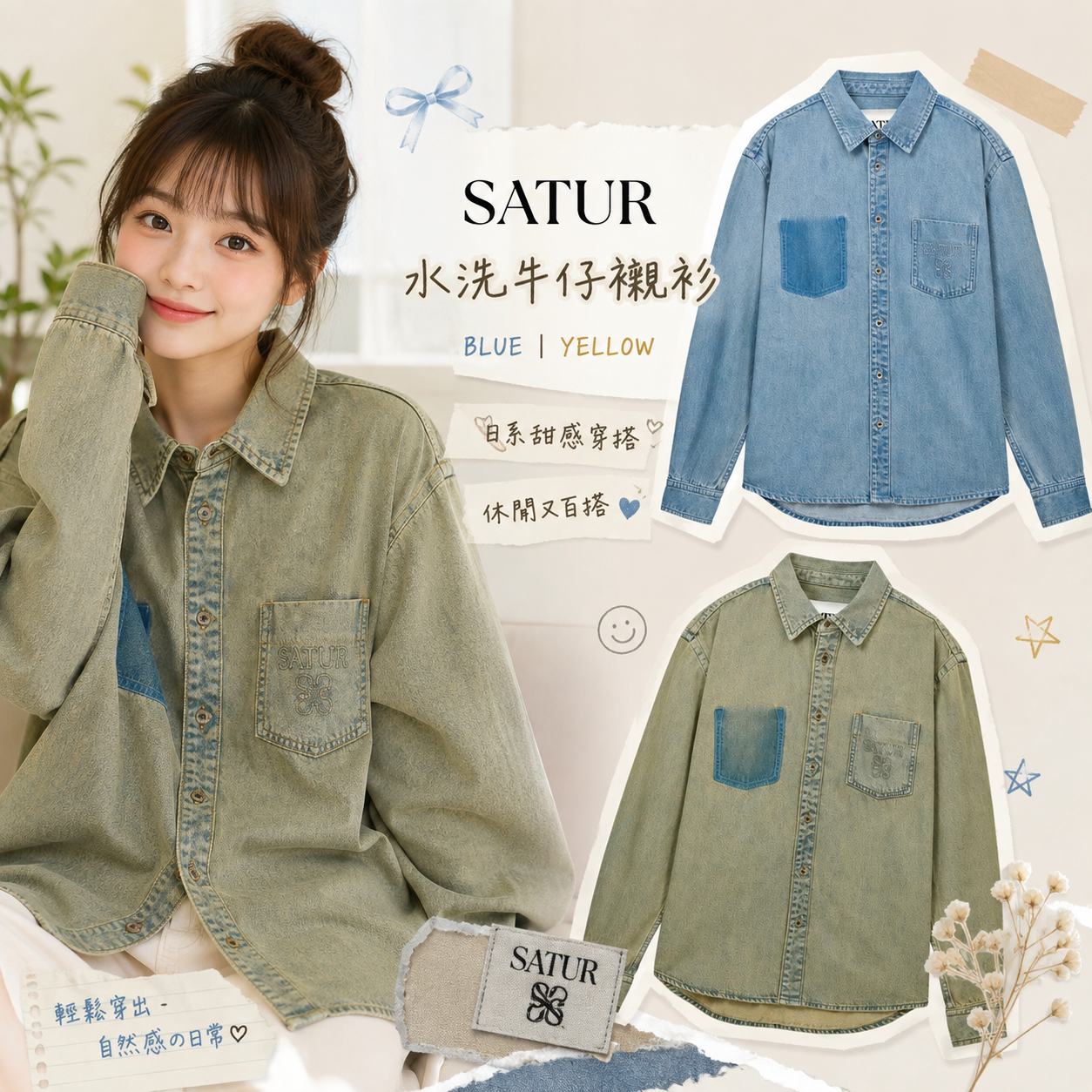 【預購】SATUR ZKR082103 水洗牛仔襯衫