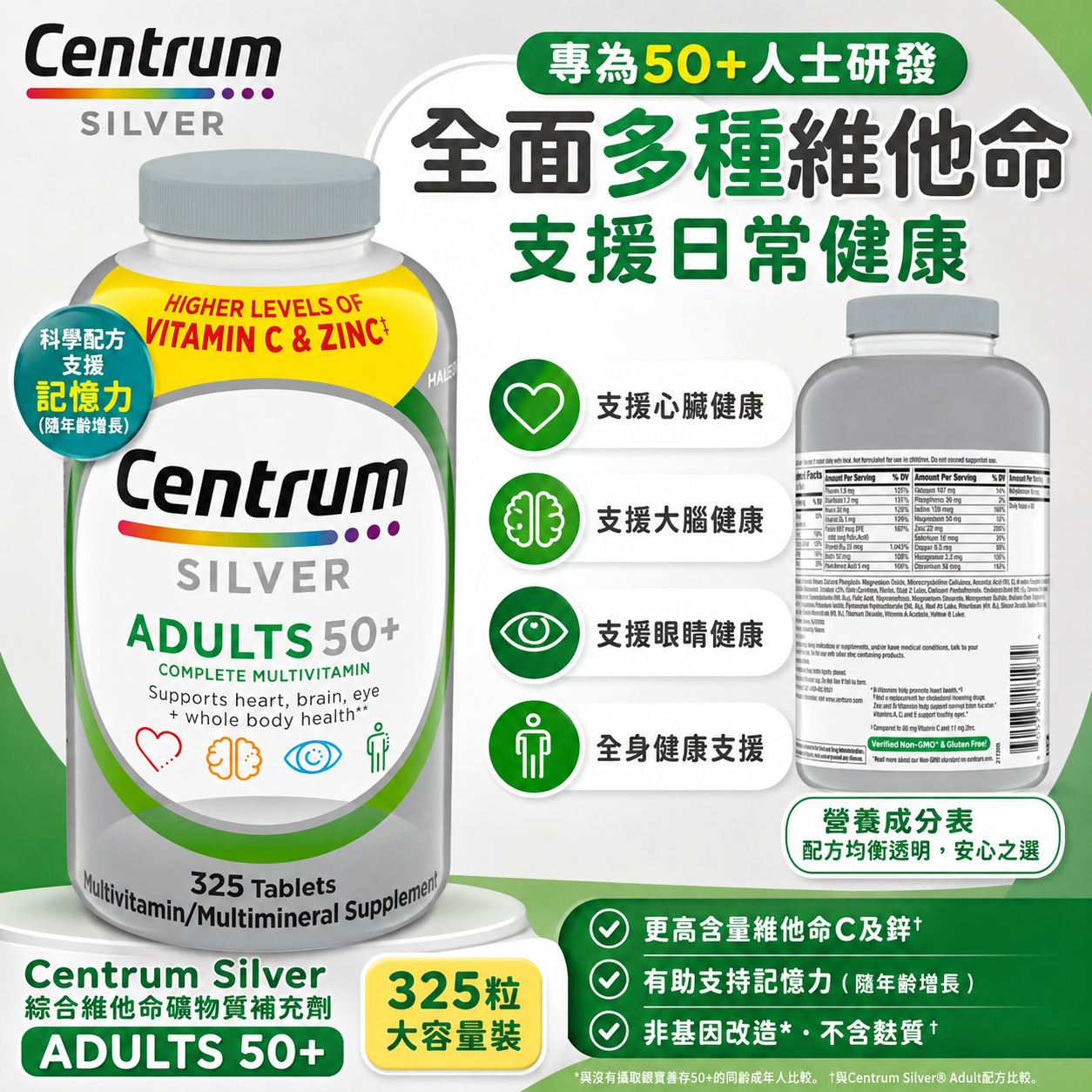 【預購】Centrum Silver H0822106 Adults 50+ 綜合維他命 (325粒裝)