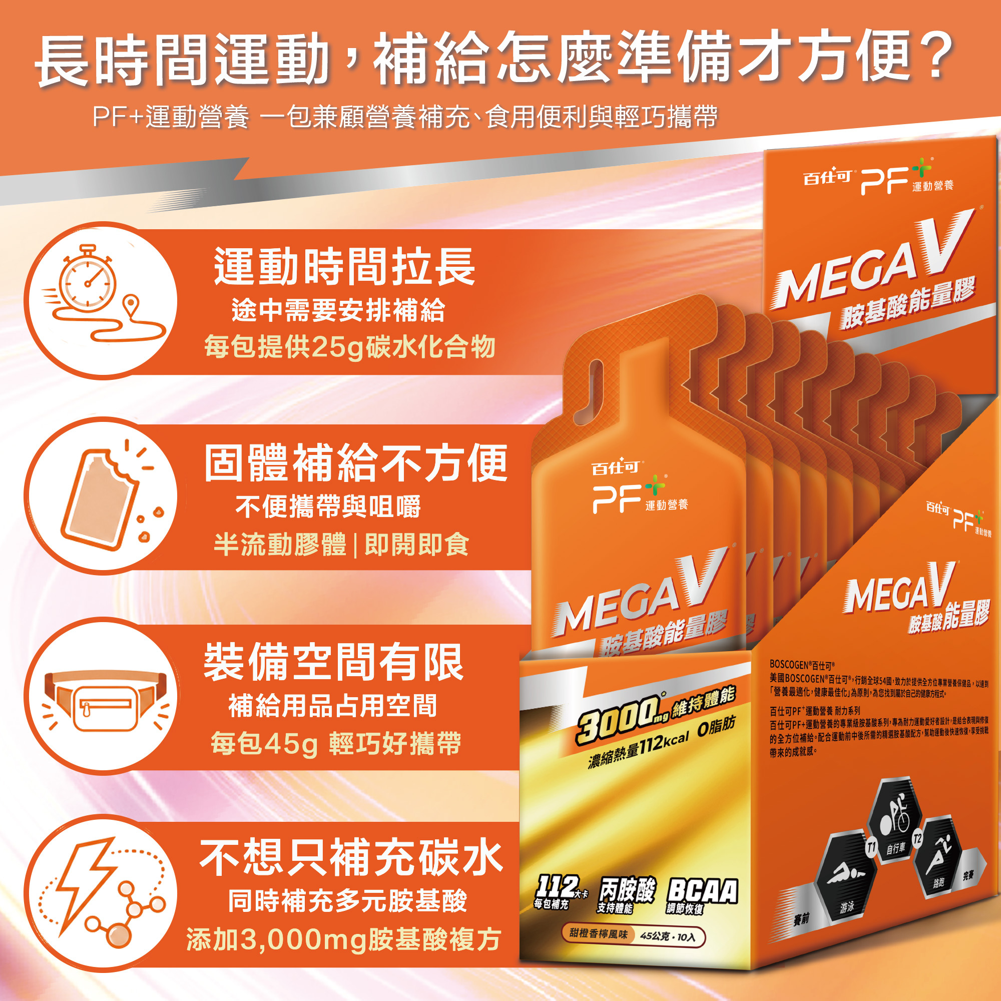 百仕可PF+運動營養 胺基酸能量膠一包補充碳水和胺基酸
