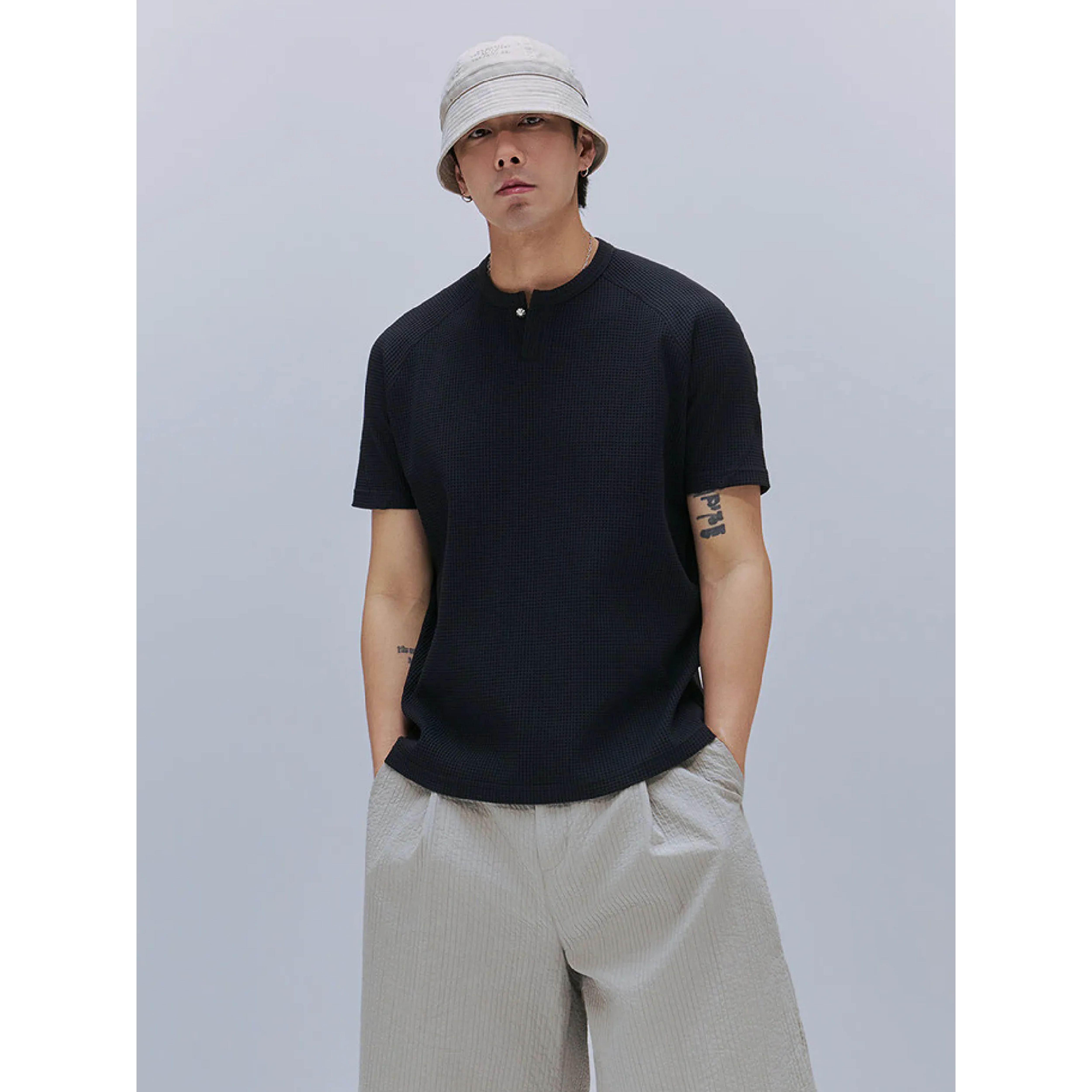 TANOXI SOLOTEX® Waffle Knit V-Neck Tee 華夫格 V領短Tee [TNX-T425]