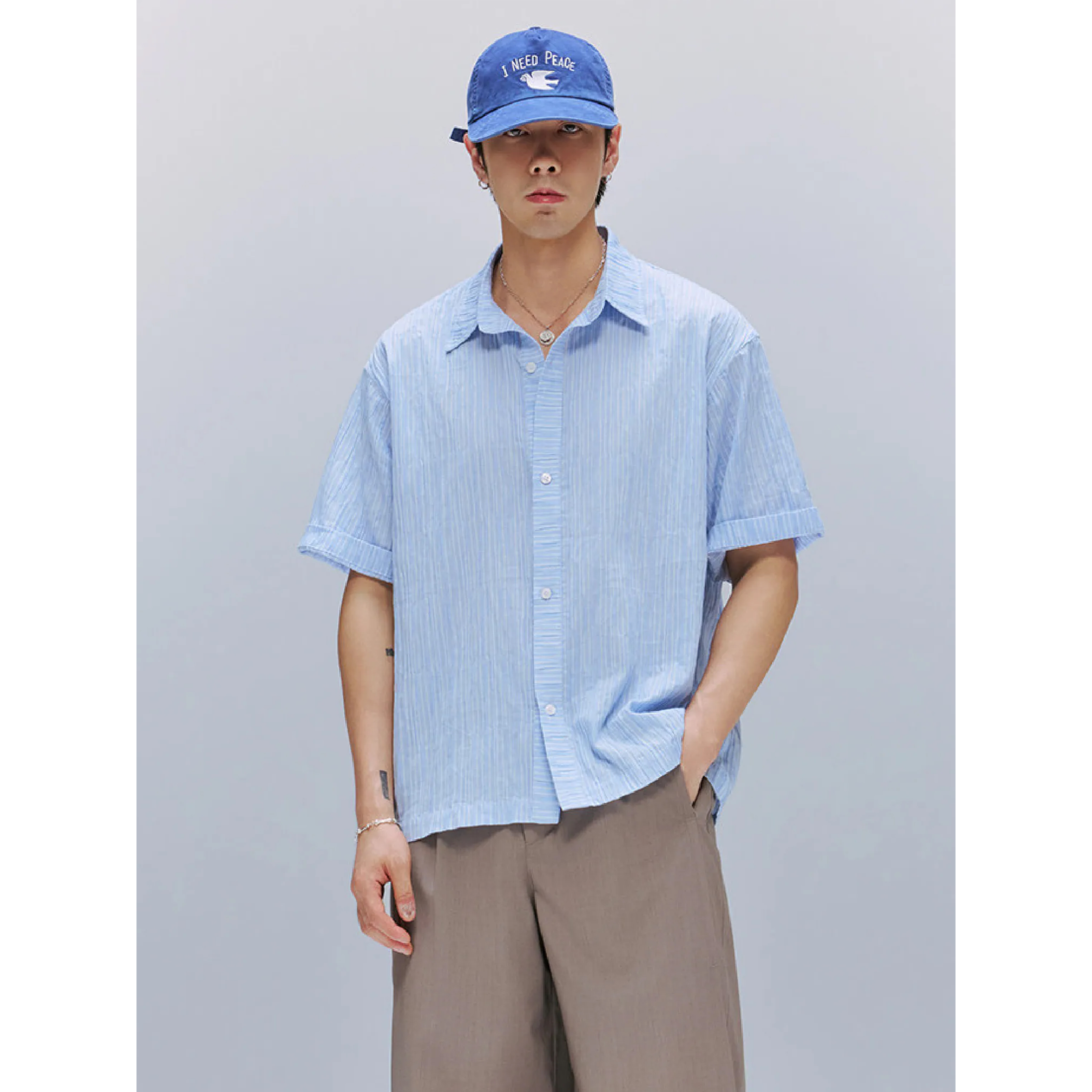 TANOXI Texture Stripe Shirts 皺感肌理 條紋襯衫 [TNX-S105]