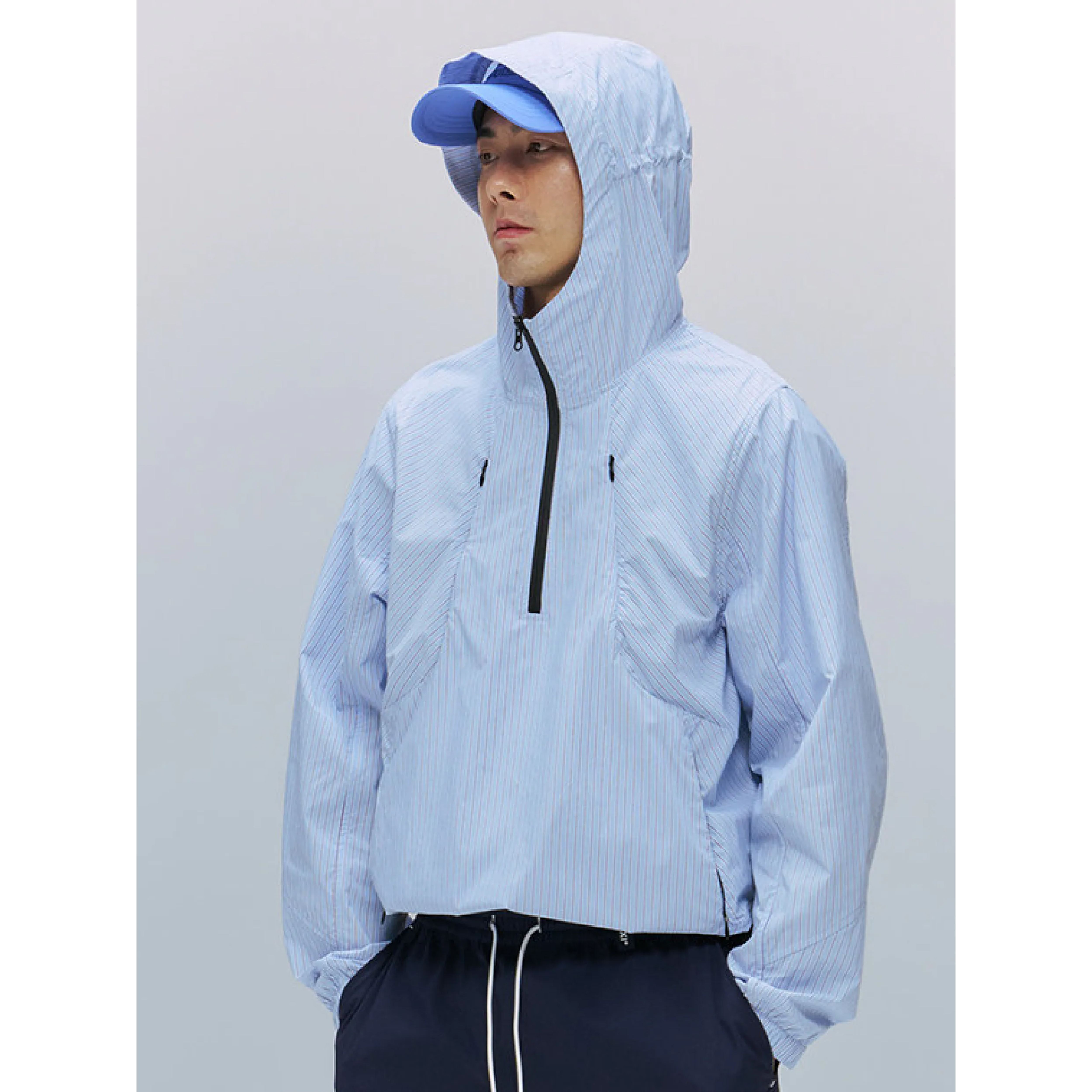 TANOXI Stripe Half Zip Hoodie 條紋 涼感防曬 半拉鏈外套 [TNX-J200]