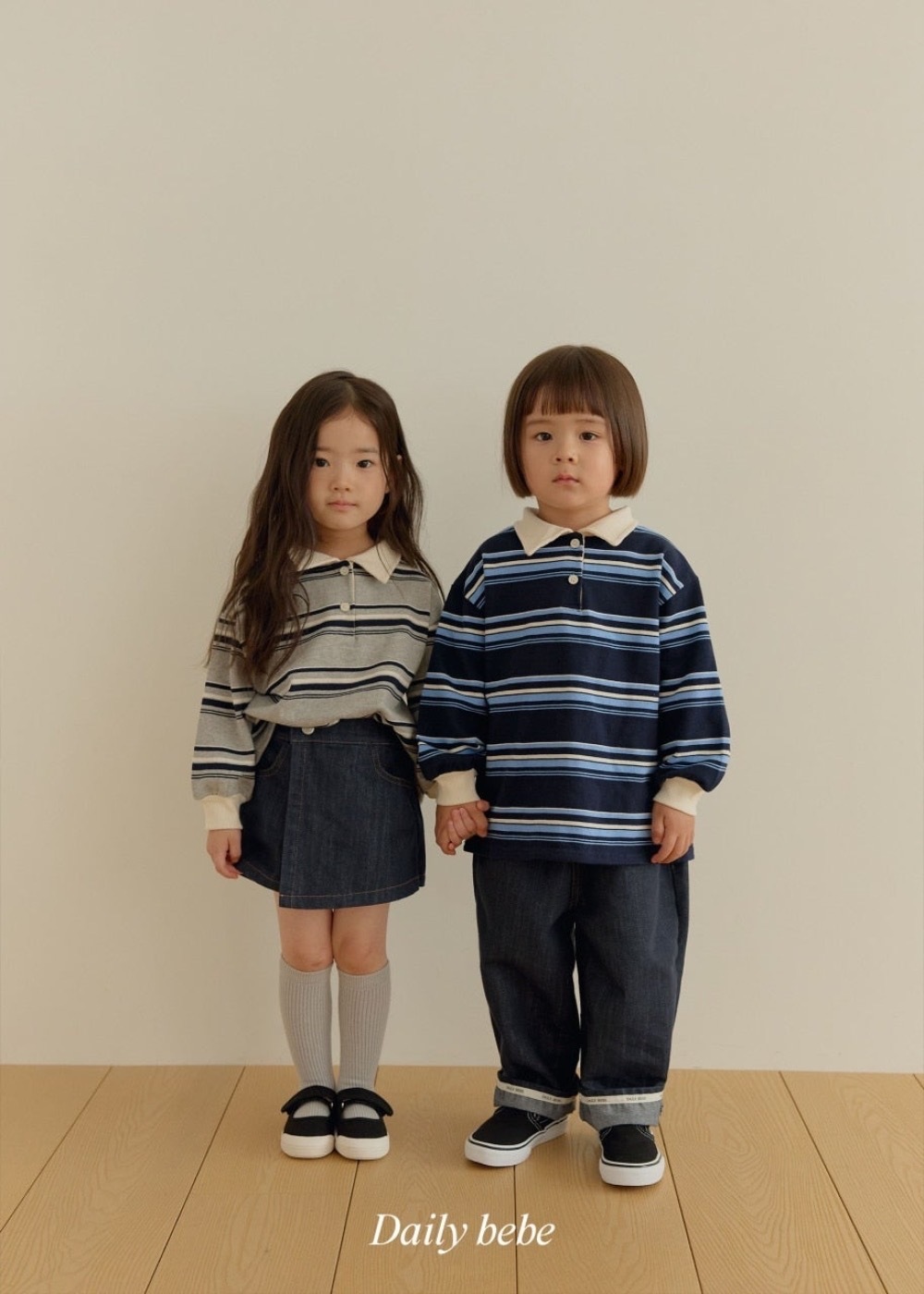 Dailybebe 條紋POLO領上衣 / 3色