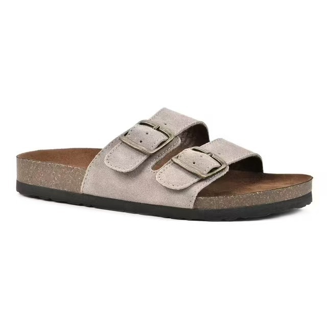 【預購】Mountain Sole H082258 女裝雙扣皮革涼鞋 (淺灰褐色)