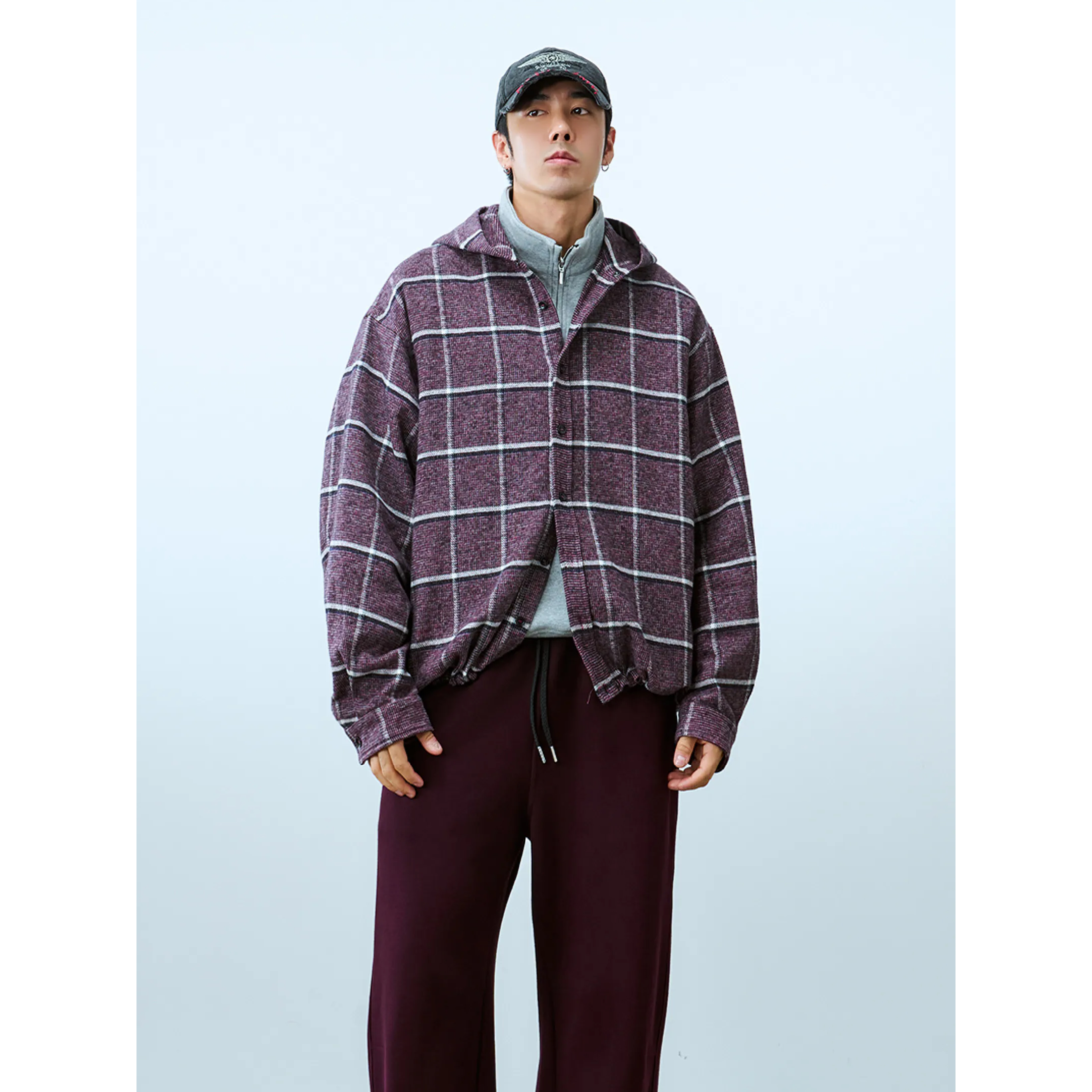 TANOXI Plaid Hooded Jacket 法蘭絨格紋 連帽襯衫 [TNX-S096]