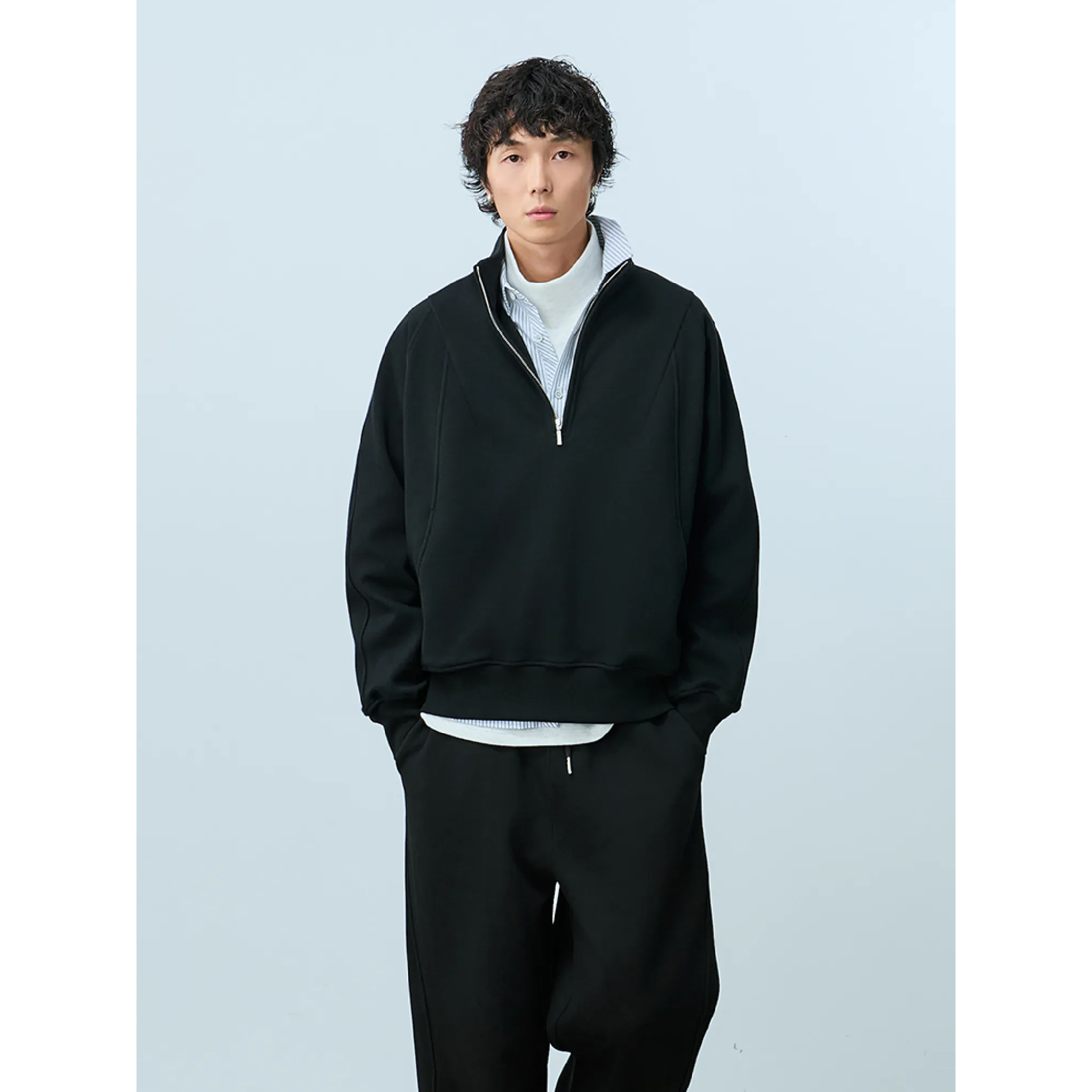 TANOXI Warm Half Zip Sweater 刷毛 半拉鍊大學Tee [TNX-H080]