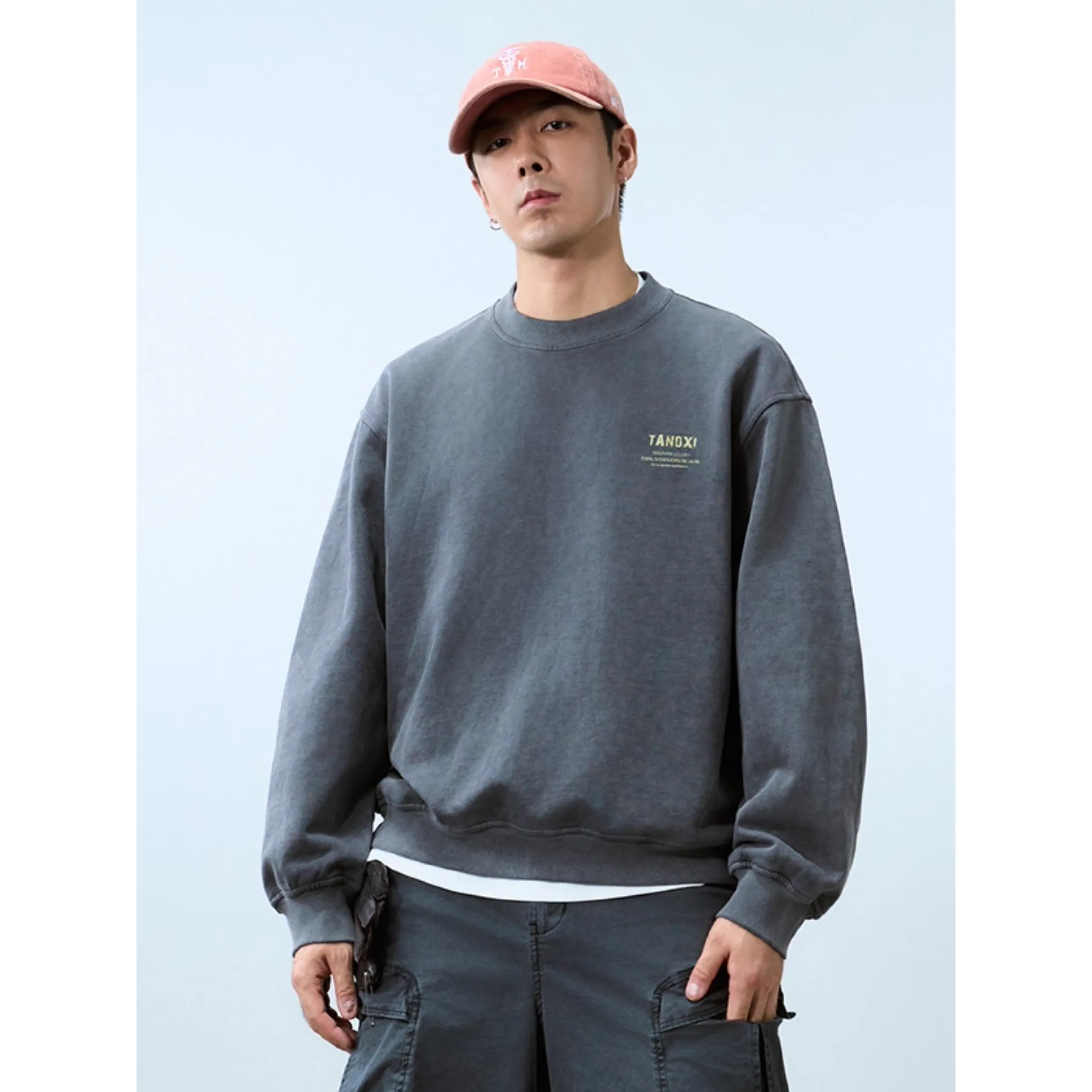 TANOXI Washed Sweater 荊棘印花 水洗做舊大學Tee [TNX-T399]