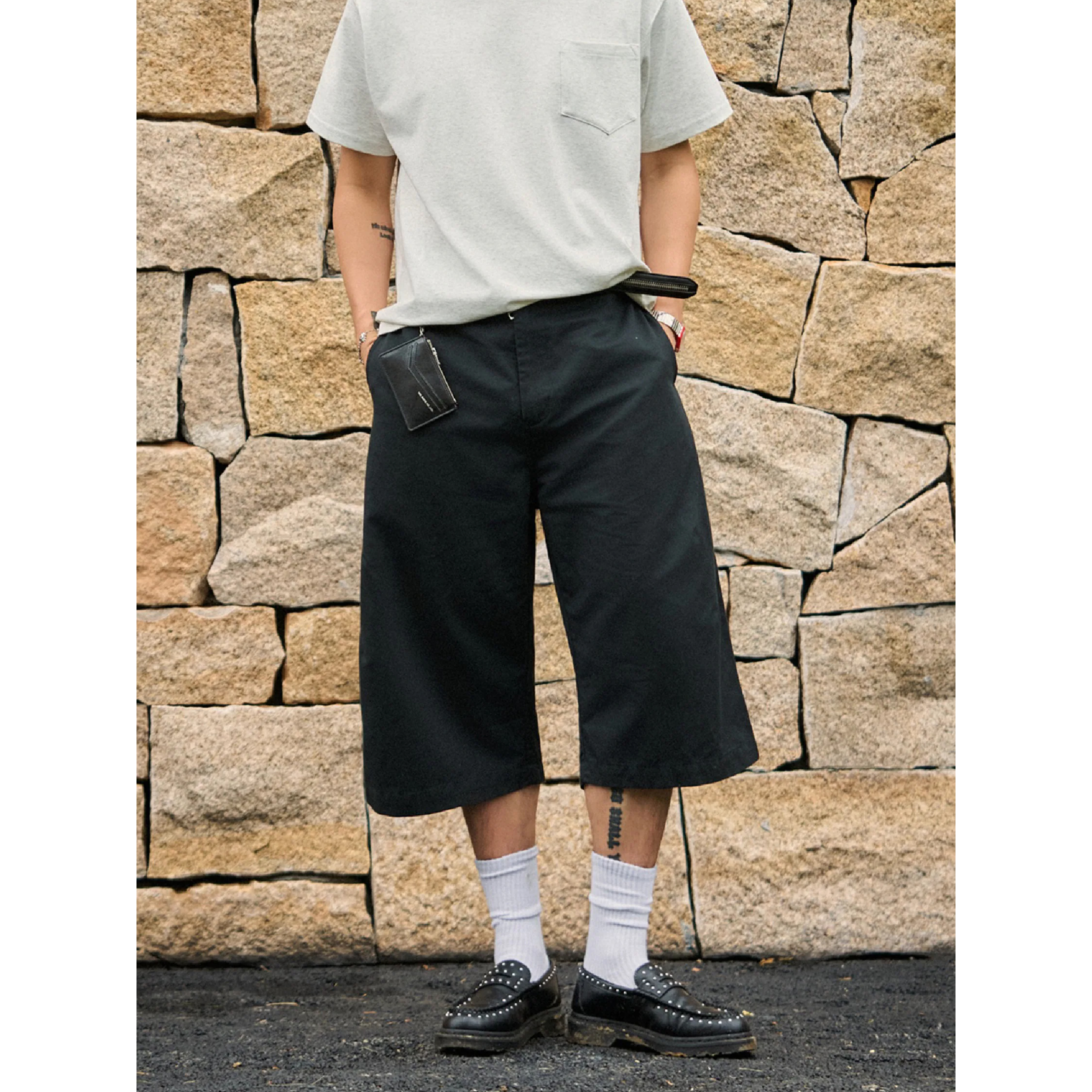 TANOXI Double Pleated Jorts 水洗雙褶 七分褲 [TNX-P374]