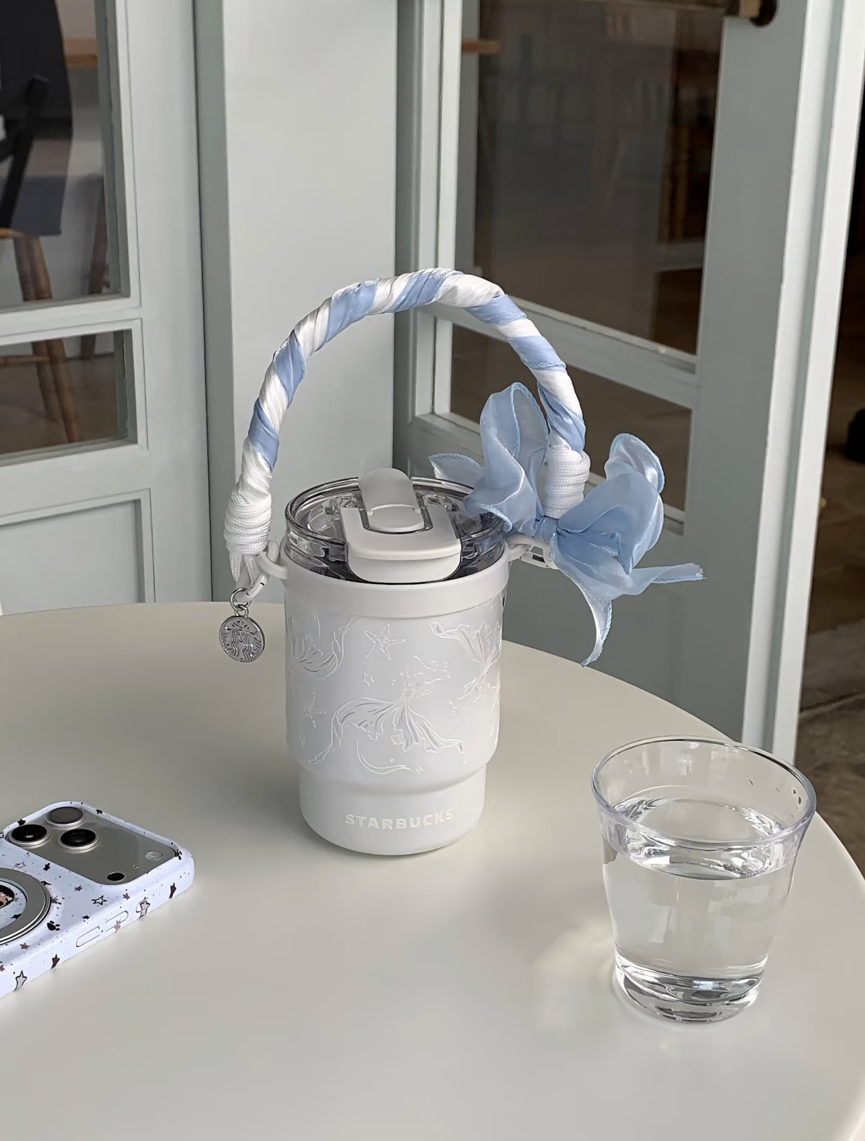 【預購】國外限定 Starbucks 海洋綺遇系列 印花 美人魚 寶寶藍 奶藍 水壺 雙飲口 保溫杯 絲帶提把 杯套 組合