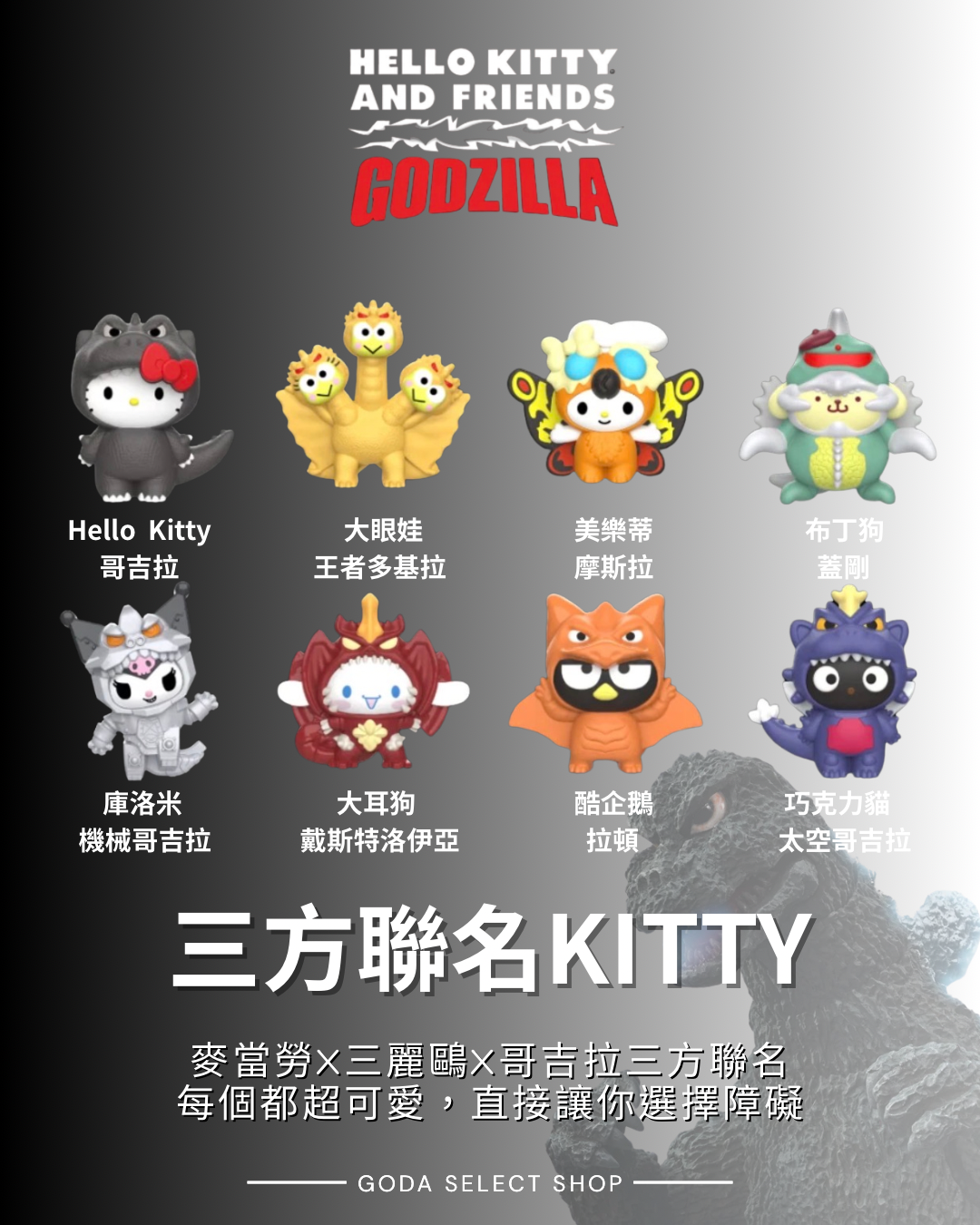 McDonald’s Hello Kitty X Godzilla Happy Meal 麥當勞 哥吉拉 聯名 快樂兒童餐玩具