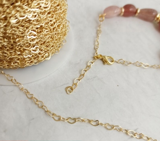 14K愛心鍊條半成品(50cm起)｜項鍊材料 DIY金屬材料