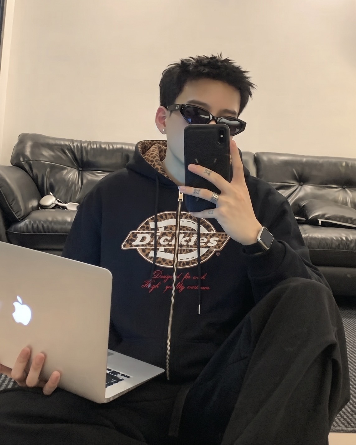 Dickies 重磅 美式 復古 豹紋 雙拉鍊 連帽外套 3色