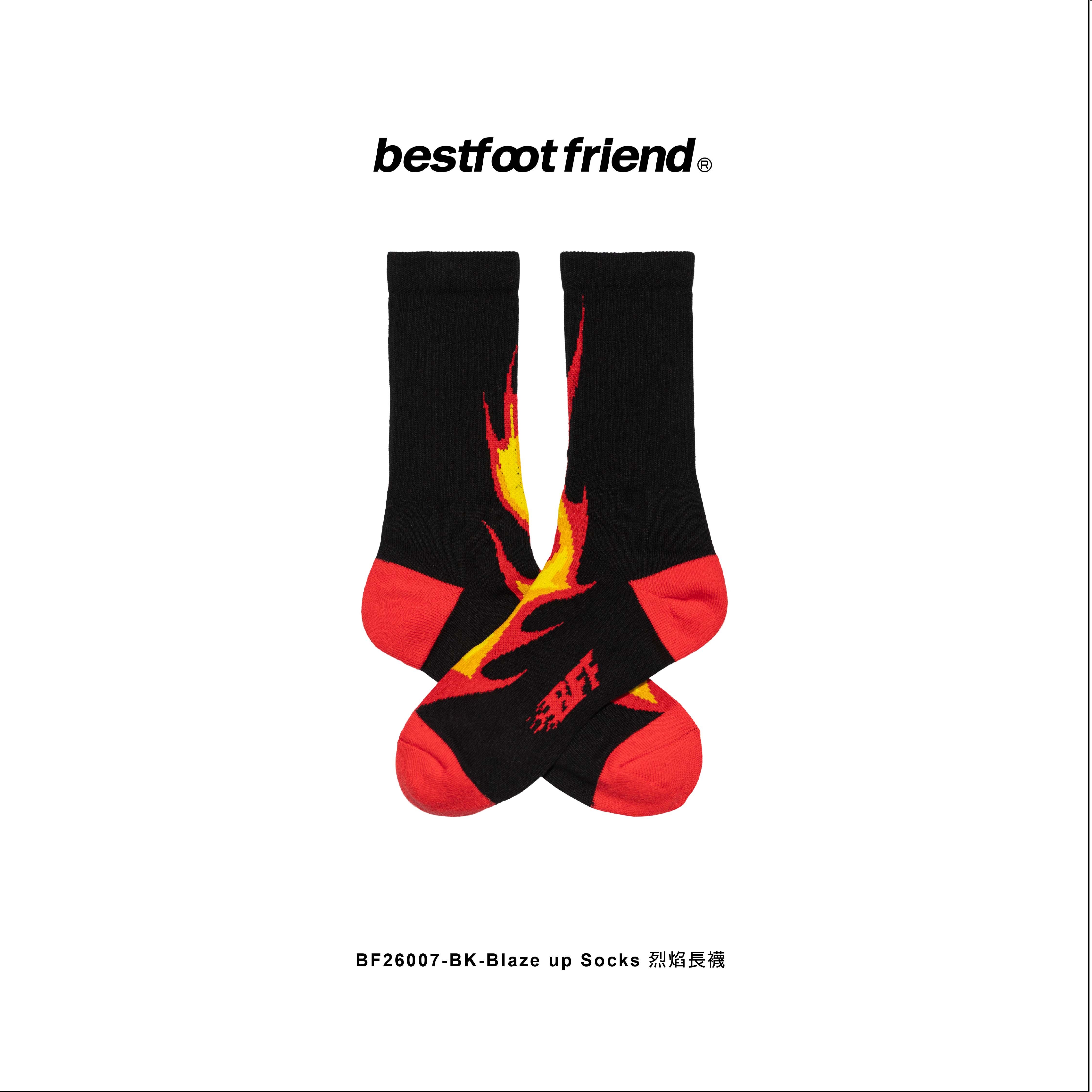 【逢甲 FUZZY】Best Foot Friend Blaze Up 烈焰 黑色 白色 BFF 襪子 BF26007