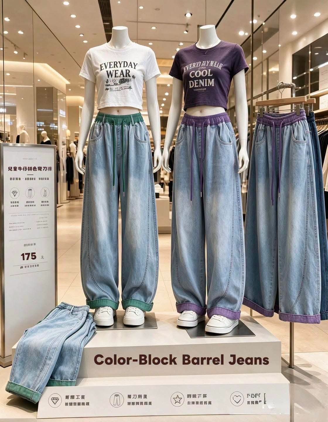 (預訂) 兒童牛仔拼色彎刀褲 K2608203 GZ