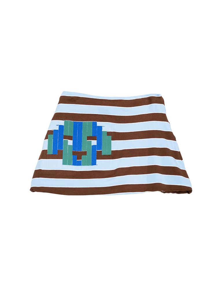 Doggy Woven Striped Mini Skirt