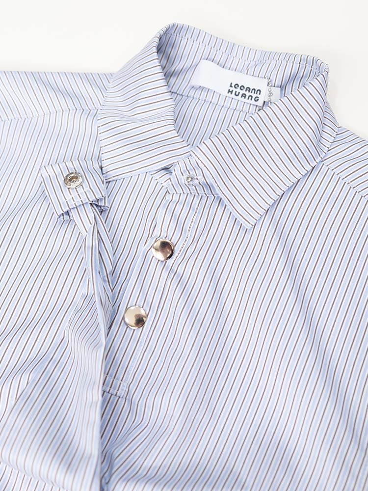 Pinstripe Faux Tie Blouse