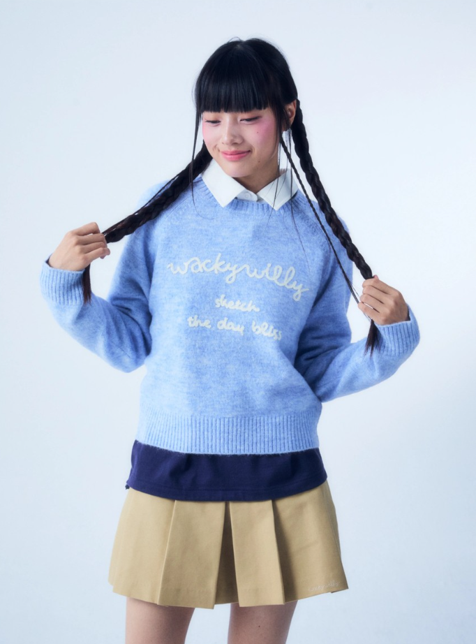 【預購】Wacky Willy WKR082121 女裝字母刺繡毛衣