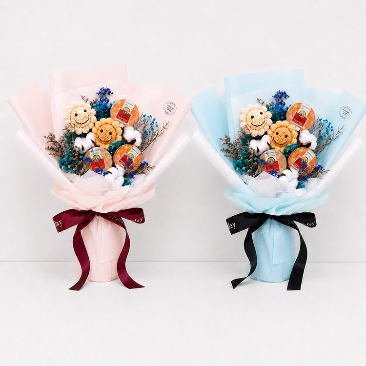3入京都念慈庵潤喉糖花束(加針織花乾燥花)