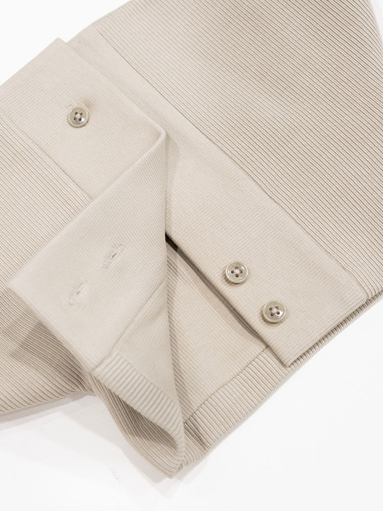 Beige Rib Button Neck Warmer